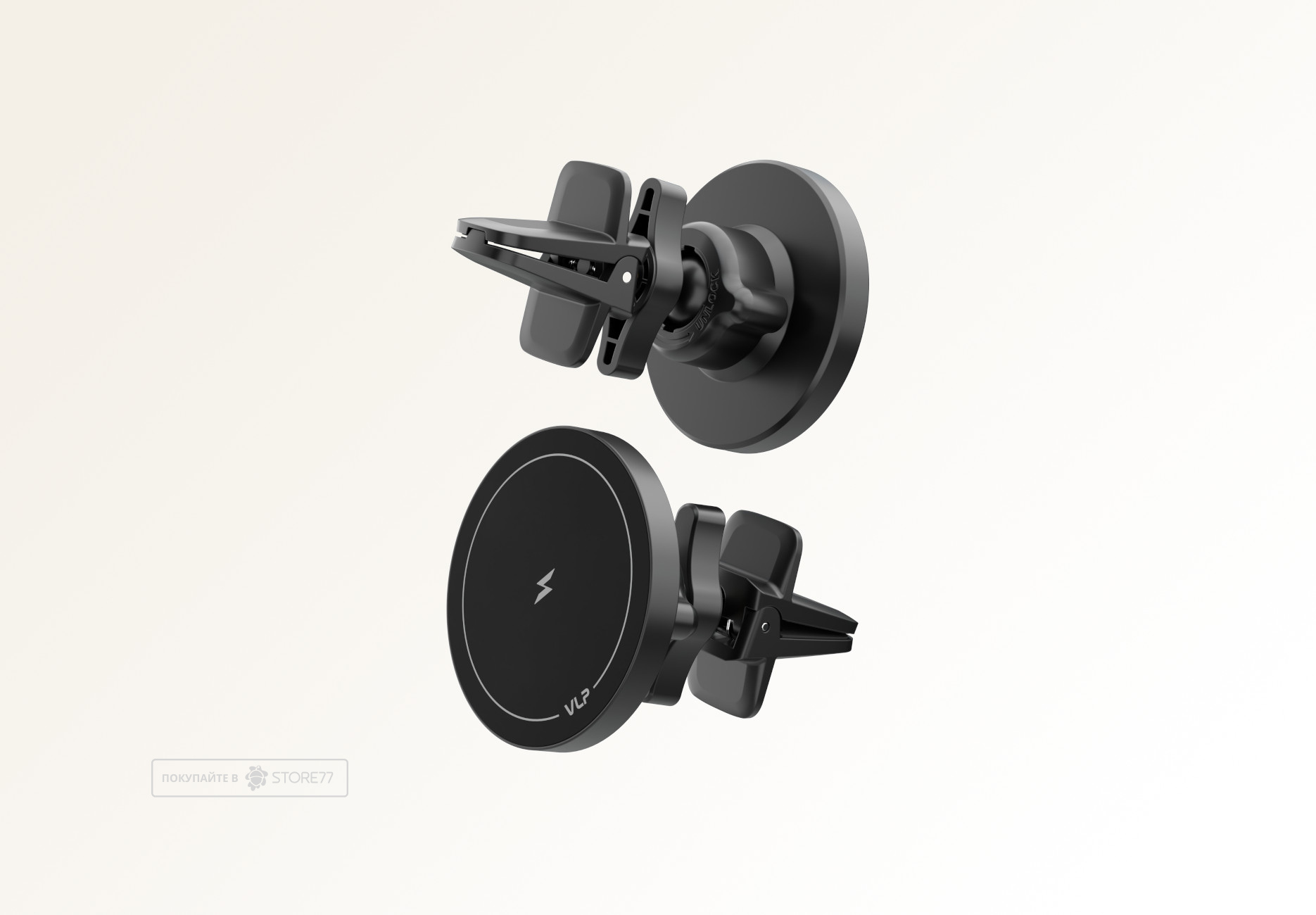 Автомобильный держатель VLP Lite Snap Charge с поддержкой MagSafe, Qi2 15 Вт (Черный)