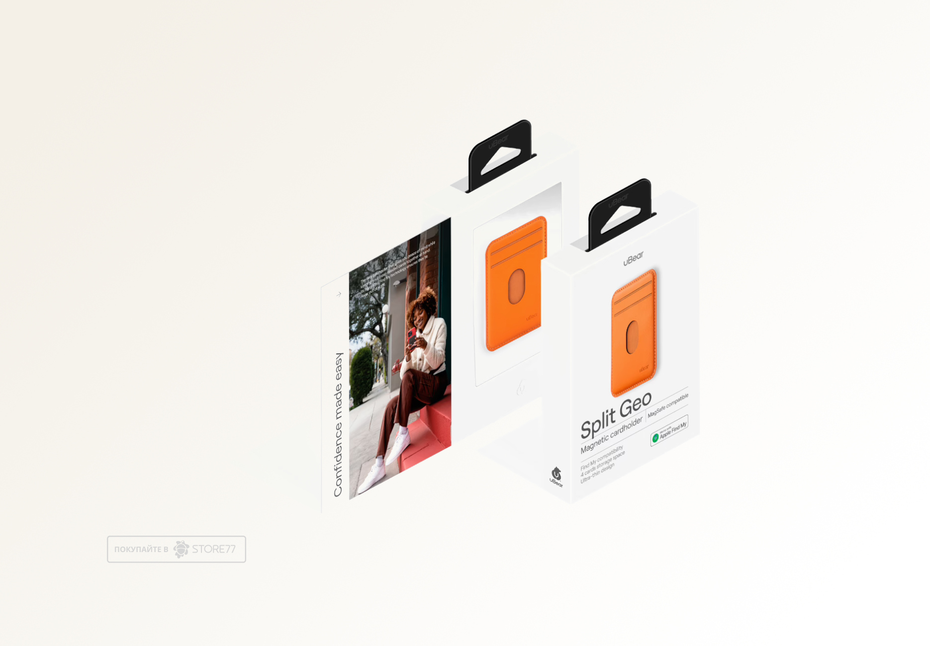 Картхолдер uBear Split с MagSafe и Find My (Оранжевый)
