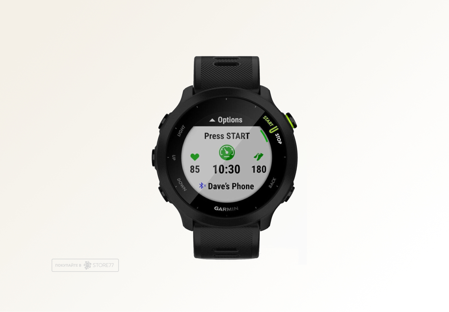 Умные часы Garmin FORERUNNER 55 42 мм, корпус: черный, с черным силиконовым ремешком (Black)