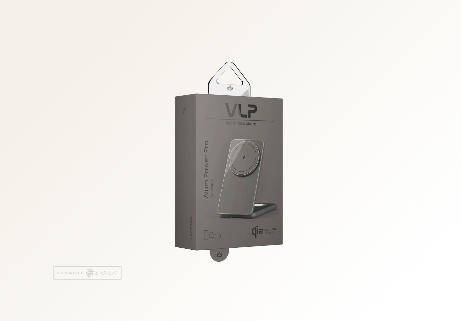 Беспроводное зарядное устройство VLP Alum Power Pro для Apple (Натуральный Титан)