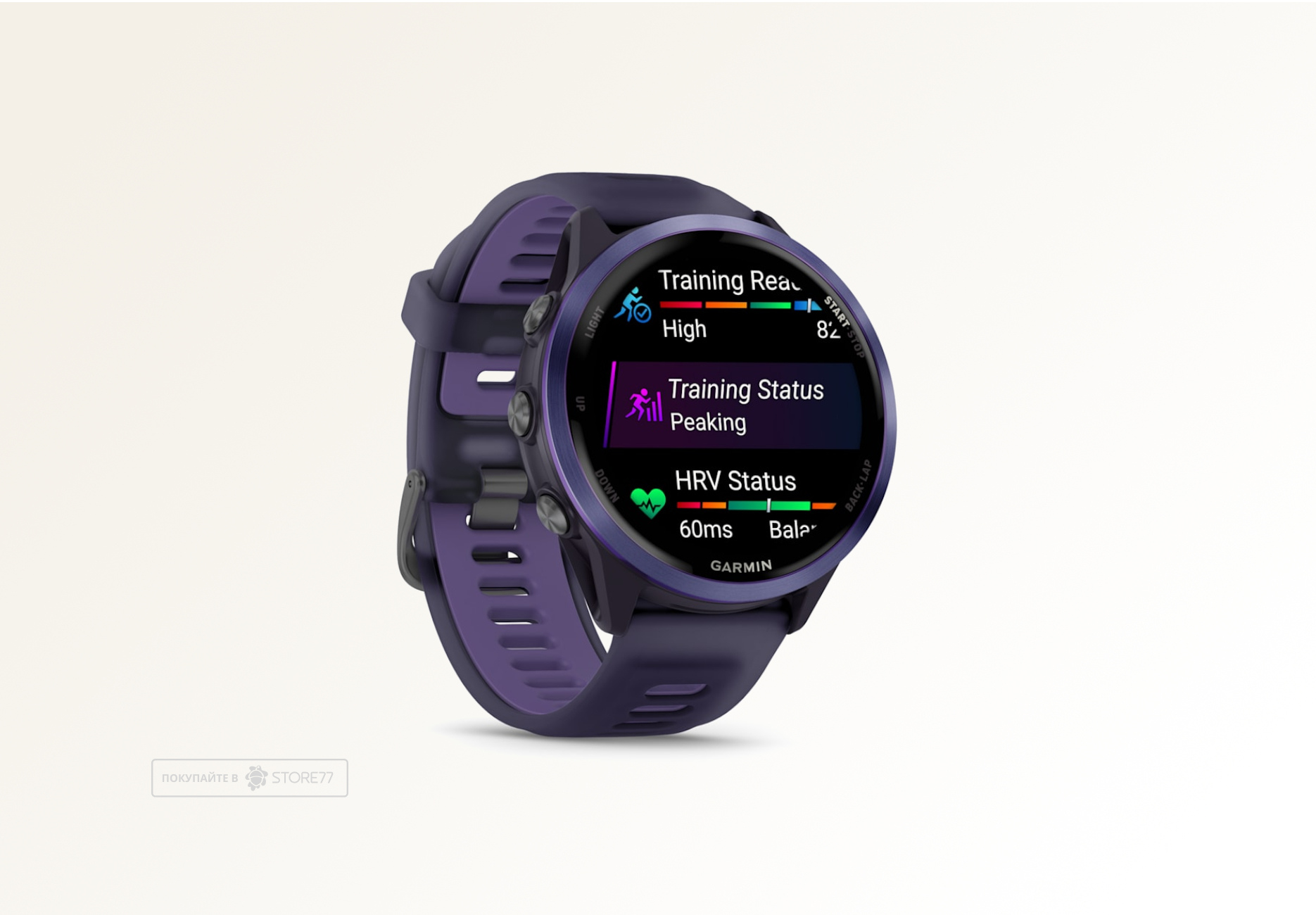 Умные часы Garmin FORERUNNER 570 47 мм, корпус: индиго (Indigo), с силиконовым ремешком пурпурный/индиго