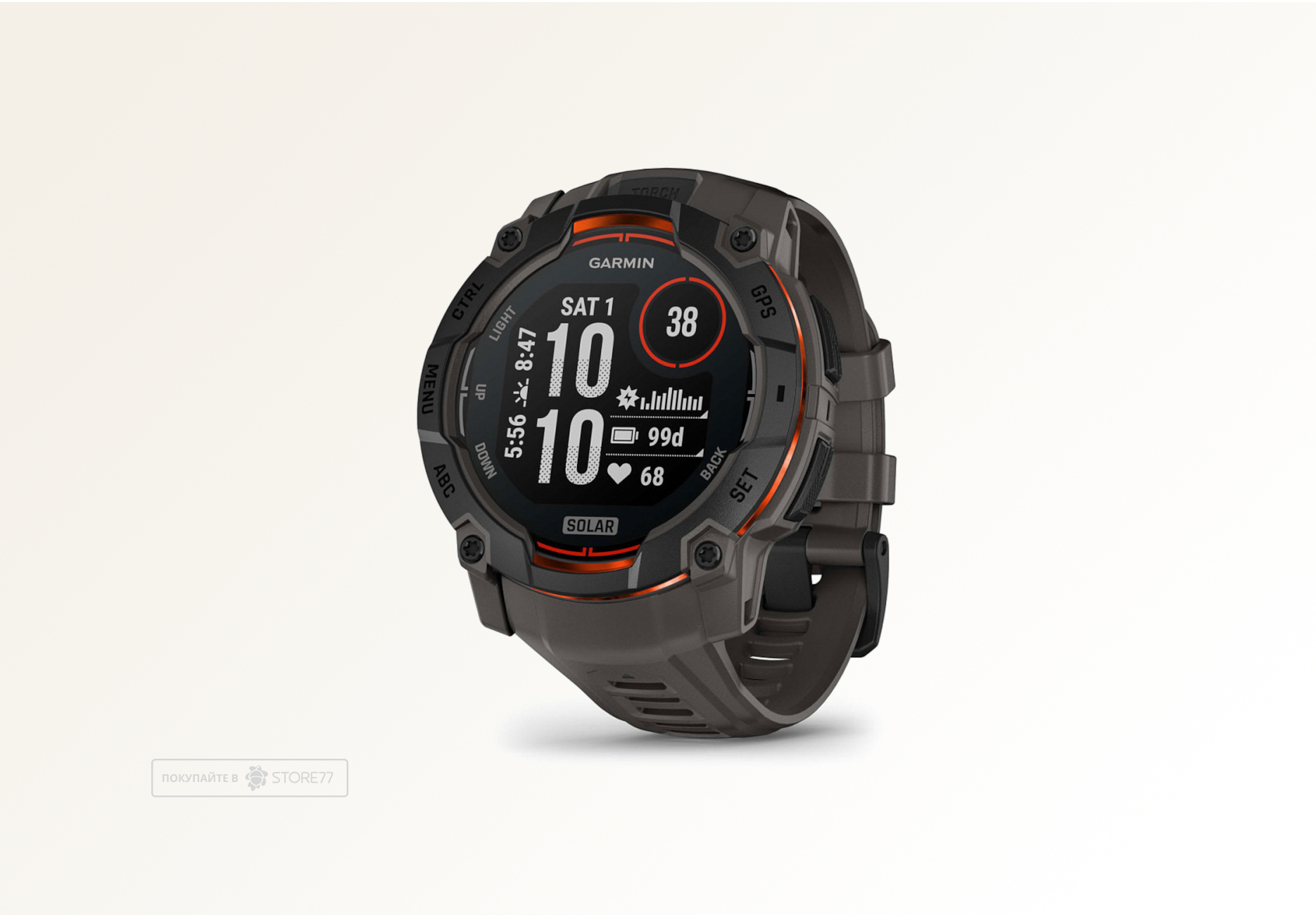 Умные часы Garmin INSTINCT 3 50 мм Solar, корпус: черный (Black), с угольно-черным силиконовым ремешком (Charcoal Band)