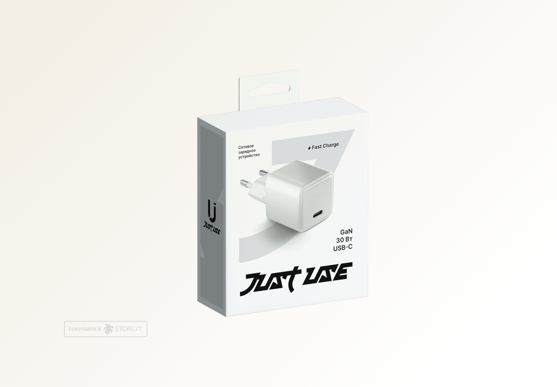 Сетевое зарядное устройство JUST USE 30 Вт GaN USB-С (Белое)