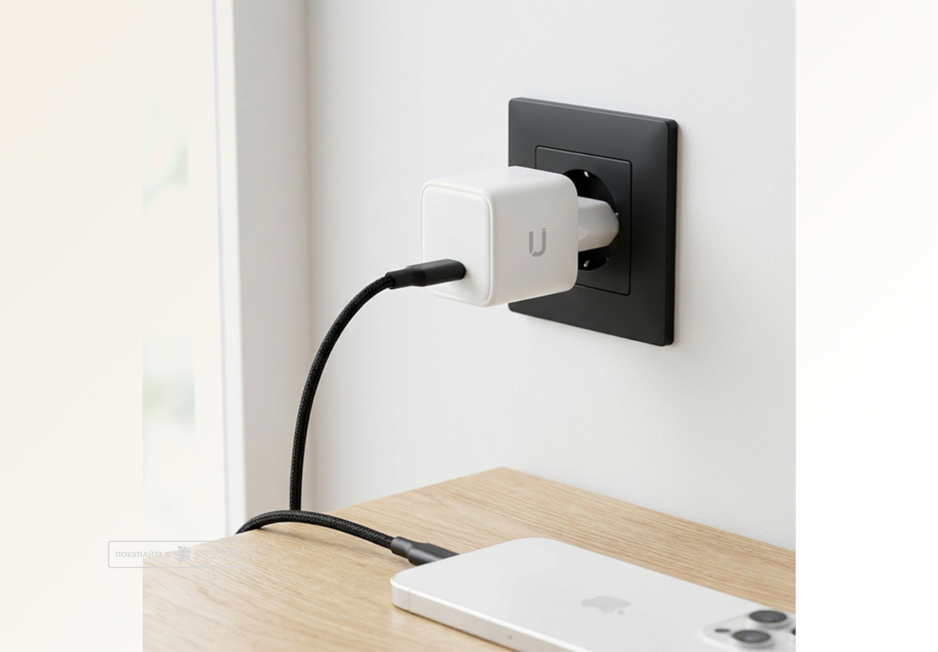Сетевое зарядное устройство JUST USE 30 Вт GaN USB-С (Белое)
