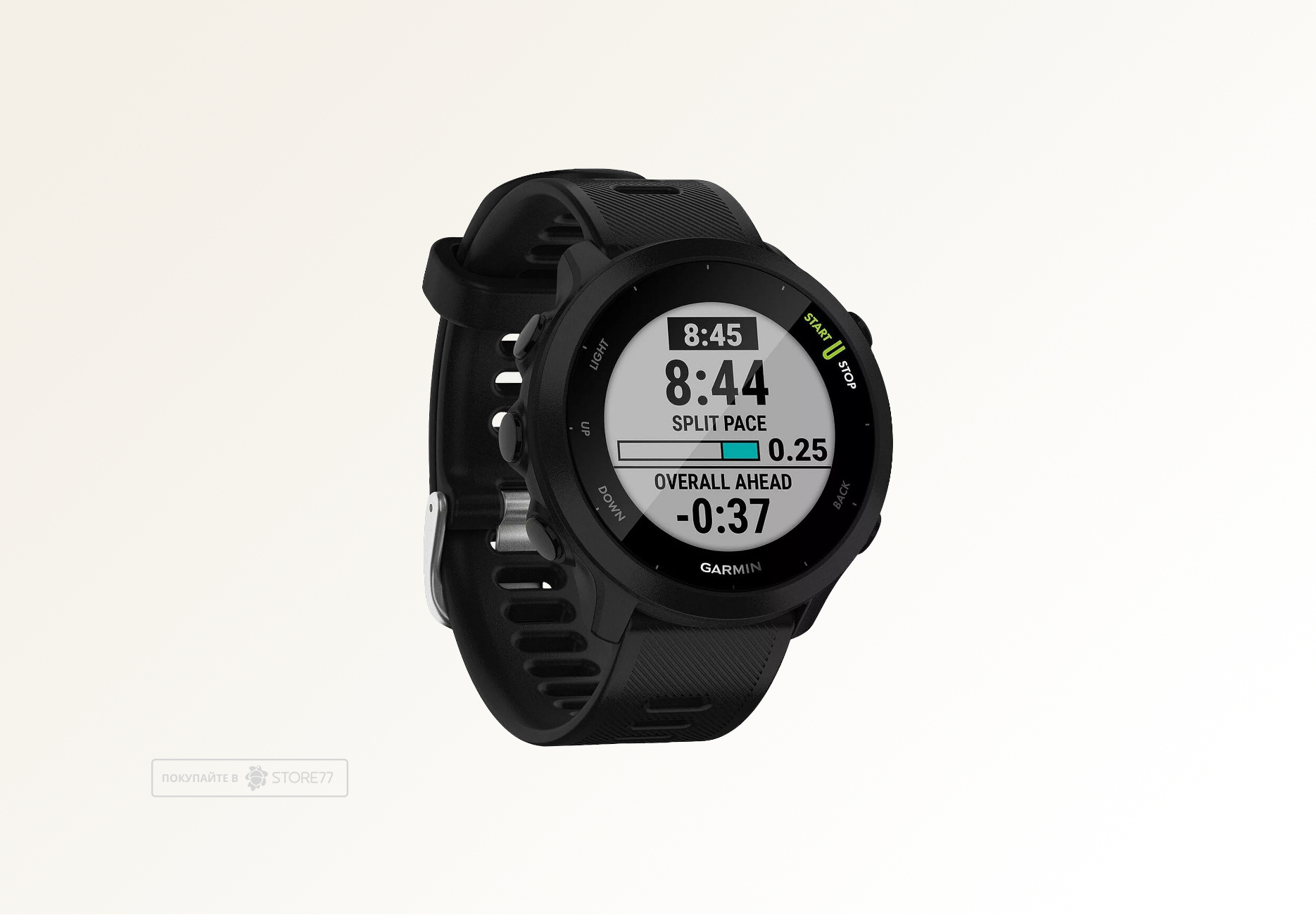 Умные часы Garmin FORERUNNER 55 42 мм, корпус: черный, с черным силиконовым ремешком (Black)
