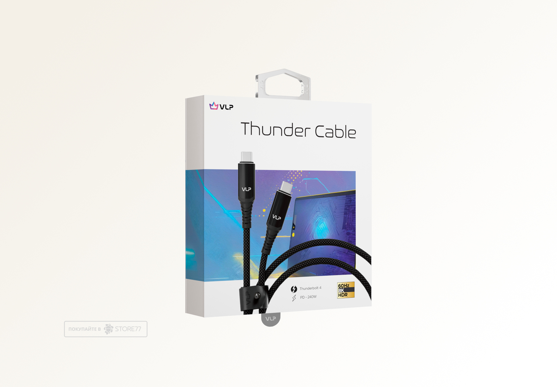 Кабель VLP Thunder USB C - USB C, 240 Вт, 1 м кевларовый (Черный)