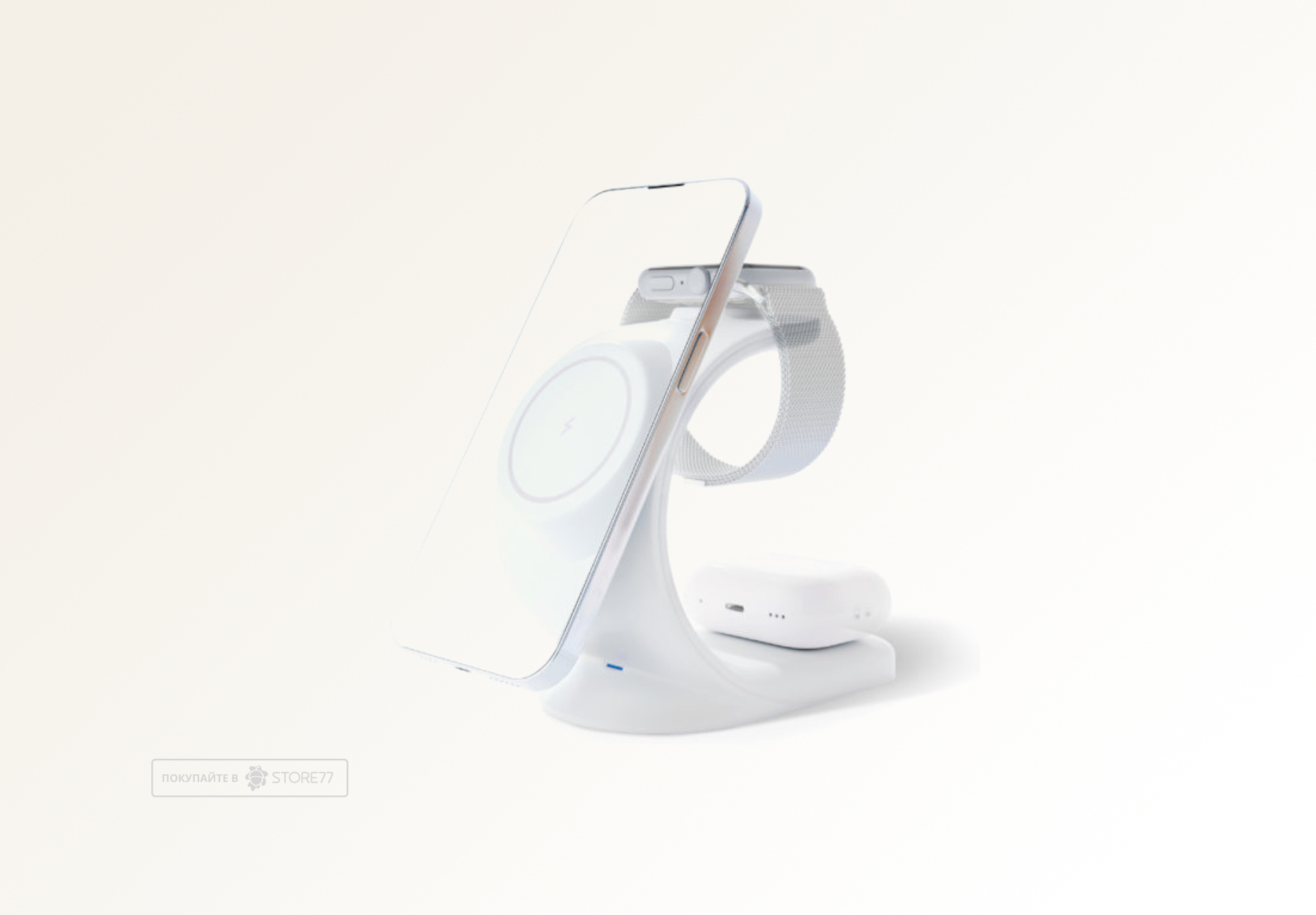 Беспроводное зарядное устройство VLP Powerstand 3-в-1, для Apple (Белое)