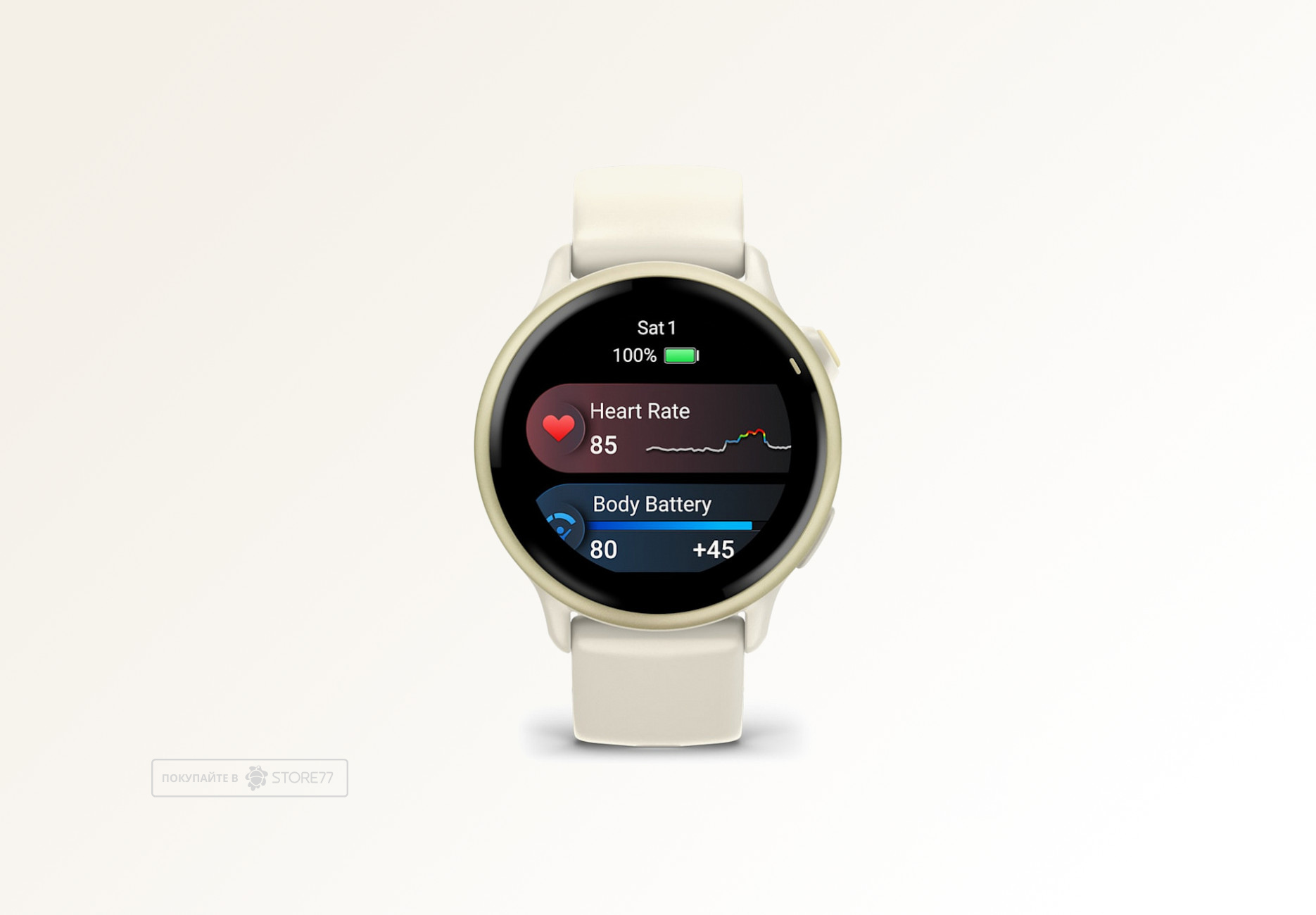 Умные часы Garmin VIVOACTIVE 6 42 мм, корпус: лунно-золотистый (Lunar Gold), с силиконовым ремешком цвета слоновая кость