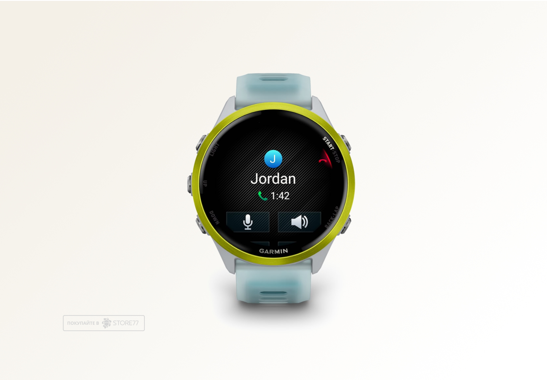 Умные часы Garmin FORERUNNER 570 47 мм, корпус: ярко-желтый (Amp Yellow), с бирюзовым силиконовым ремешком
