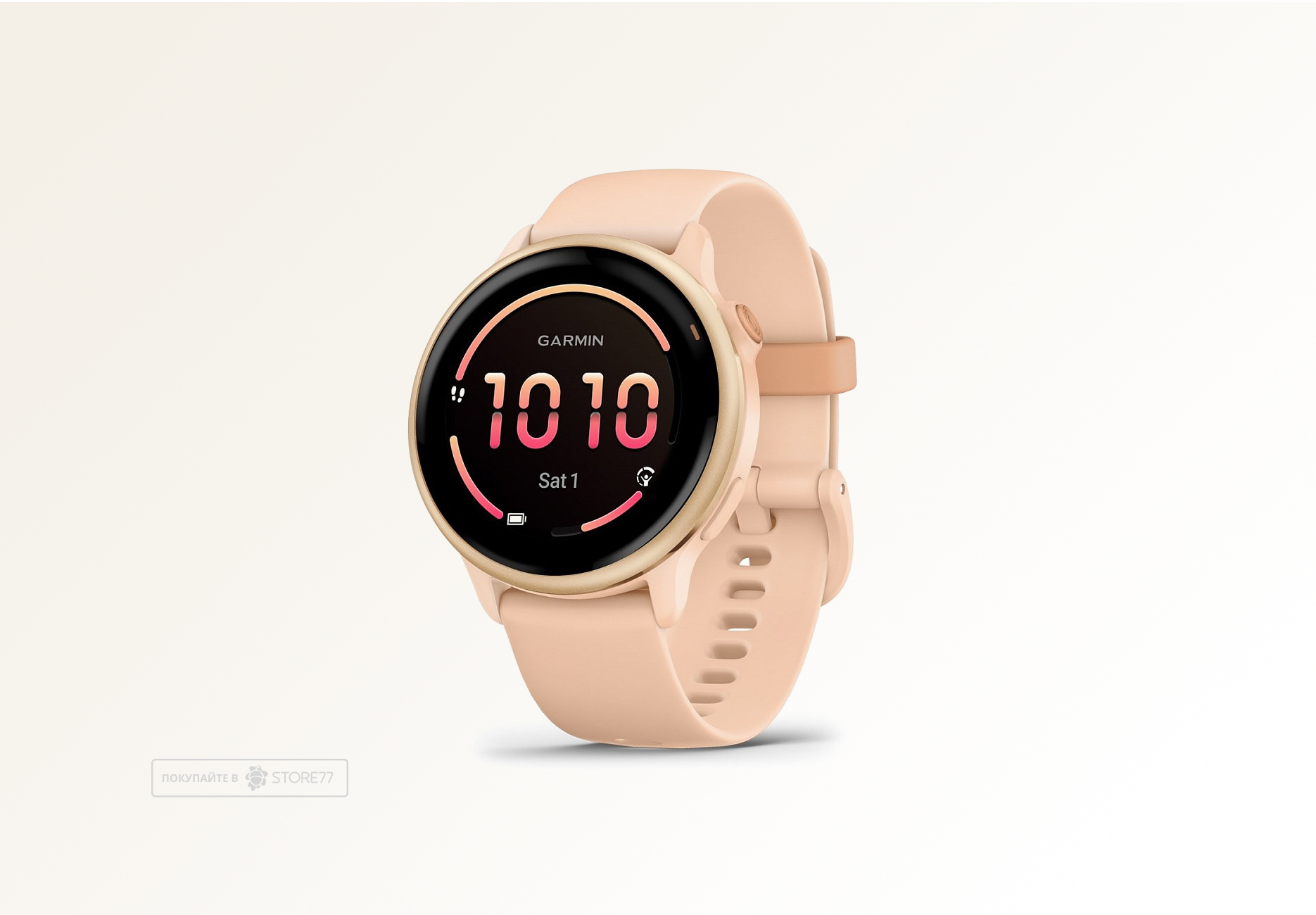 Умные часы Garmin VIVOACTIVE 6 42 мм, корпус: розовый (Pink Dawn), с золотистым силиконовым ремешком