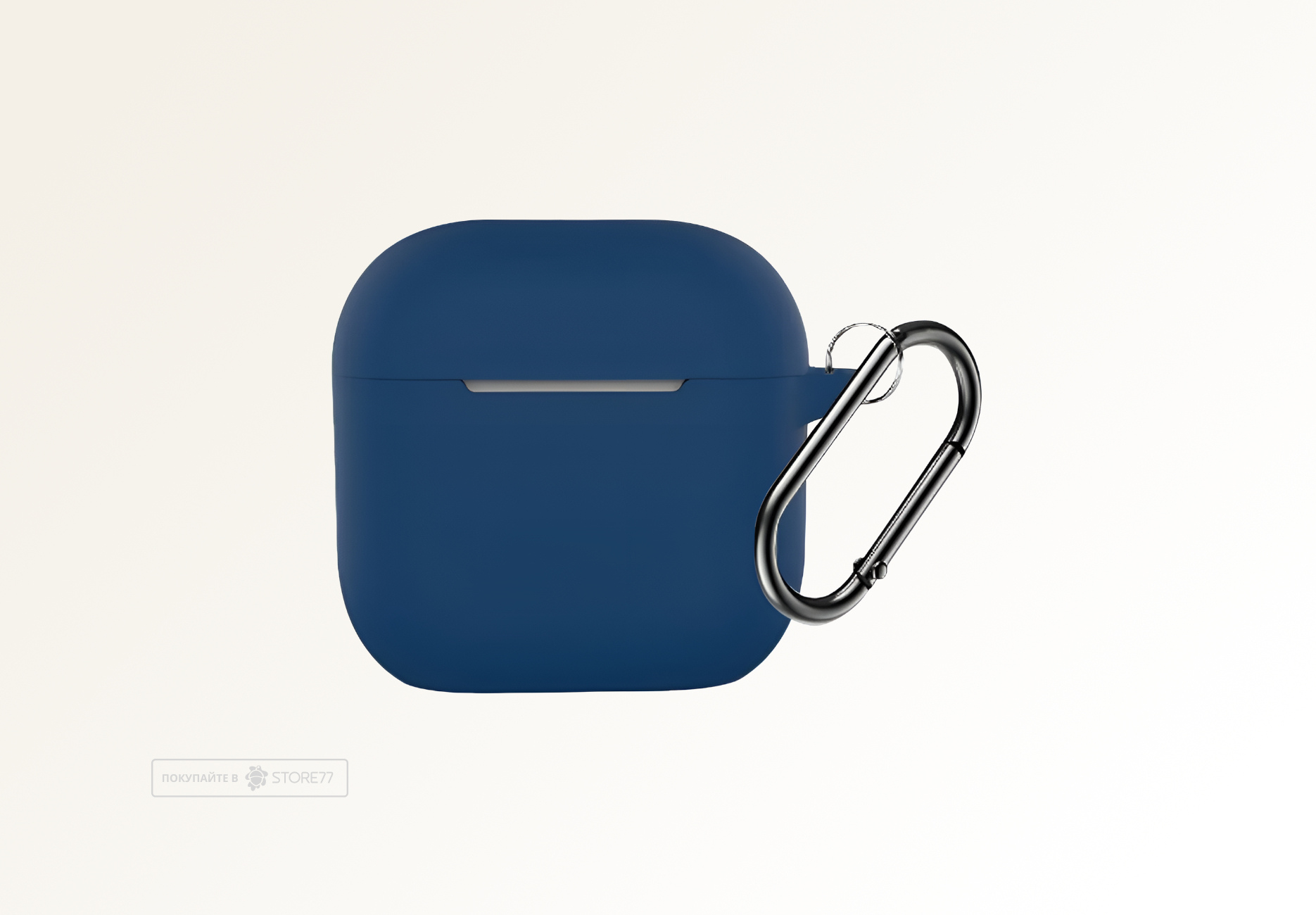 Чехол силиконовый для наушников Apple AirPods 4 с карабином (Темно-синий)