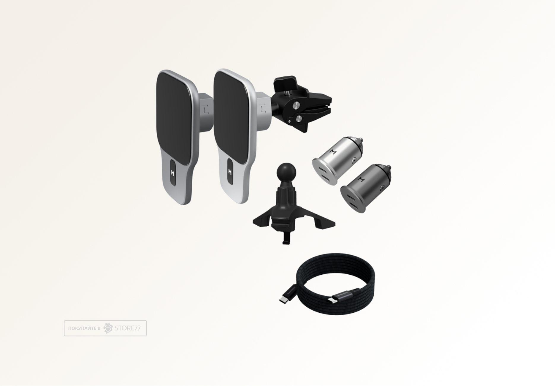 Автомобильный держатель Magssory Prime Pro MagSafe Qi2 (Серый)