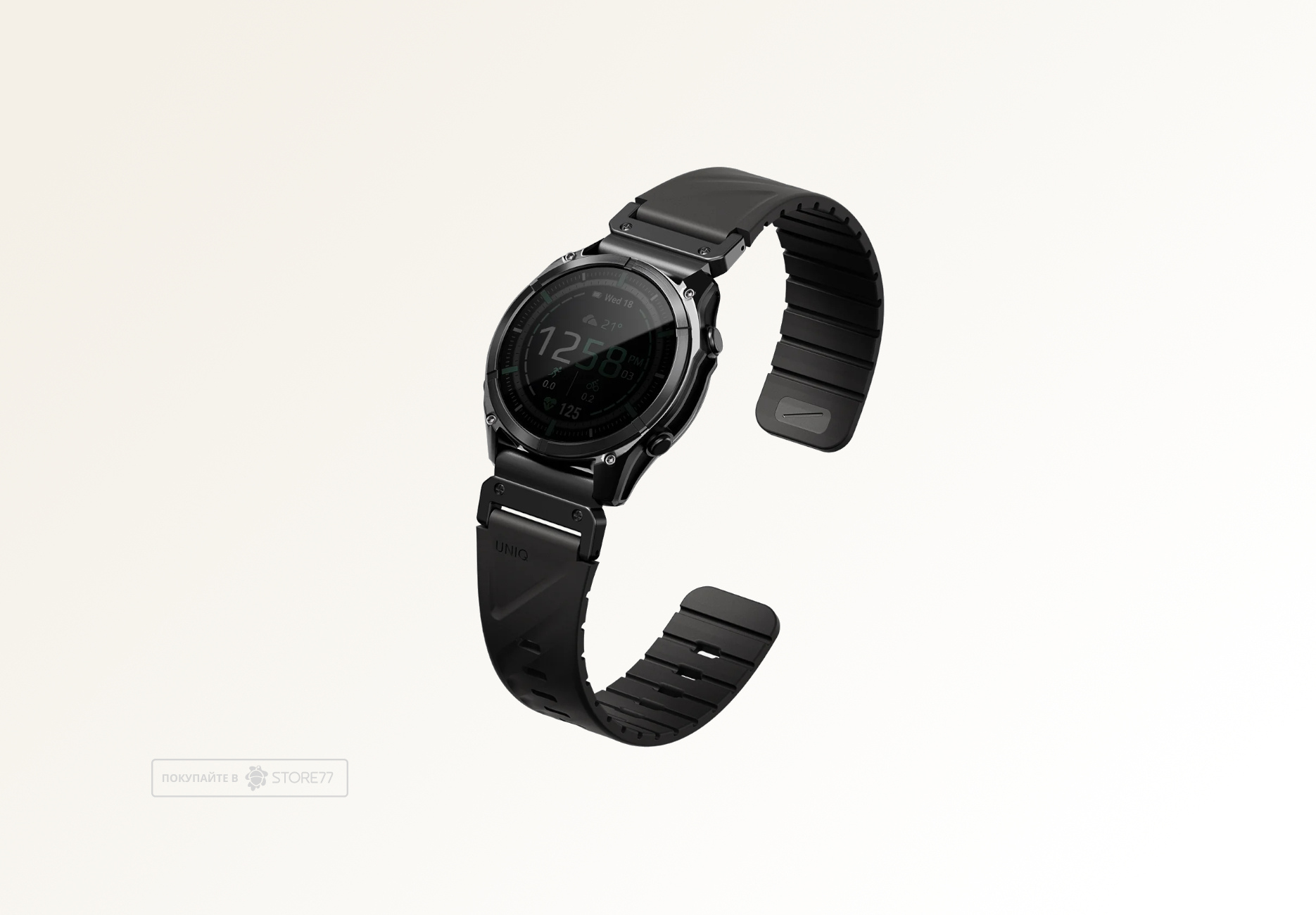 Ремешок Uniq FLUO для часов Garmin 22мм каучуковый (Черный)