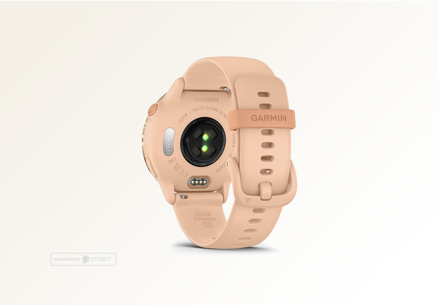 Умные часы Garmin VIVOACTIVE 6 42 мм, корпус: розовый (Pink Dawn), с золотистым силиконовым ремешком