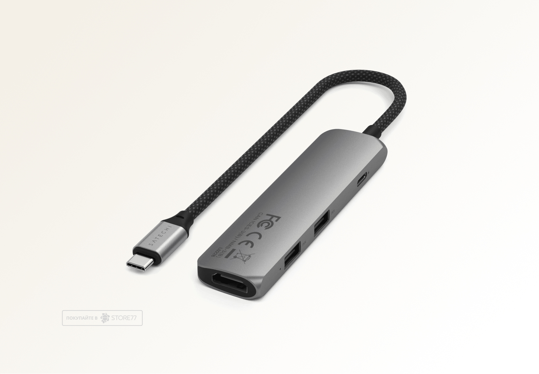 Переходник Satechi USB-C Slim Multiport 4-в-1 (Серый космос)