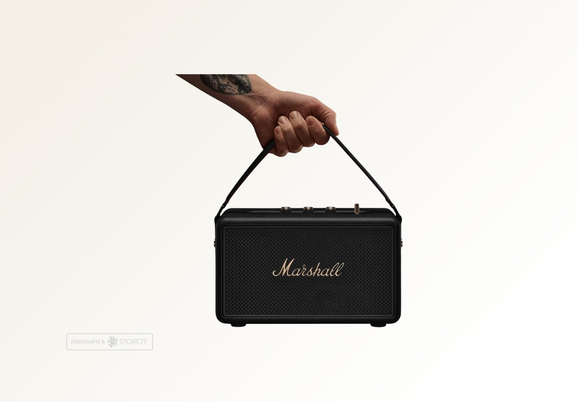 Портативная акустика Marshall KilBurn 3, цвет: черная/латунь (Black/Brass)