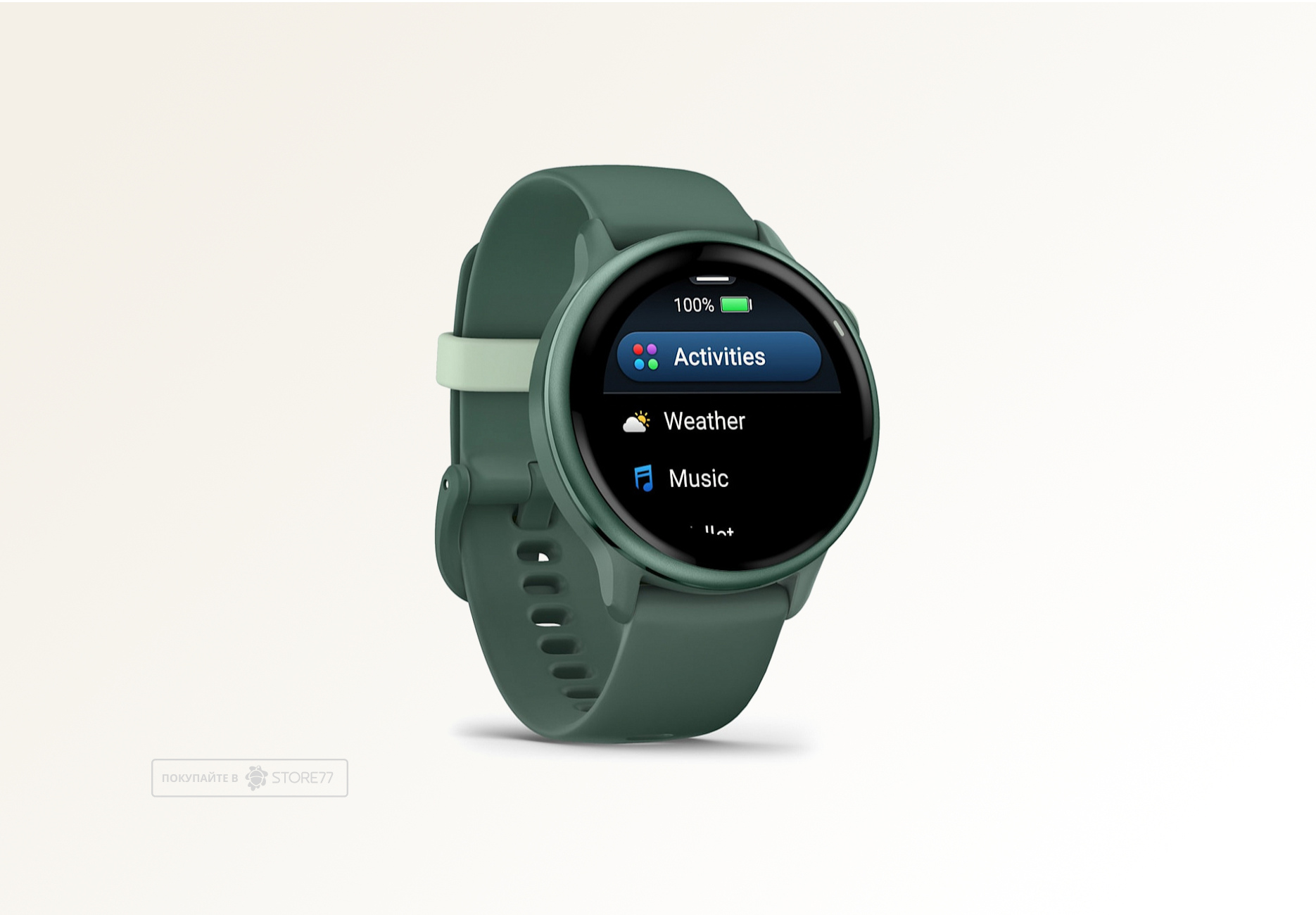 Умные часы Garmin VIVOACTIVE 6 42 мм, корпус: яшмовый (Jasper Green), с зеленым силиконовым ремешком