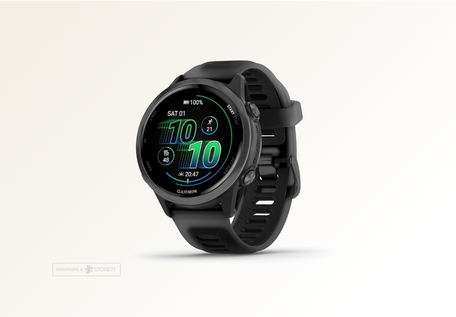 Умные часы Garmin FORERUNNER 570 42 мм, корпус: серый (Slate Gray), с черным силиконовым ремешком