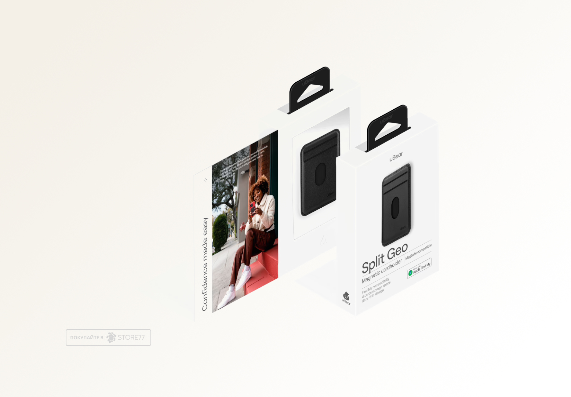 Картхолдер uBear Split с MagSafe и Find My (Черный)