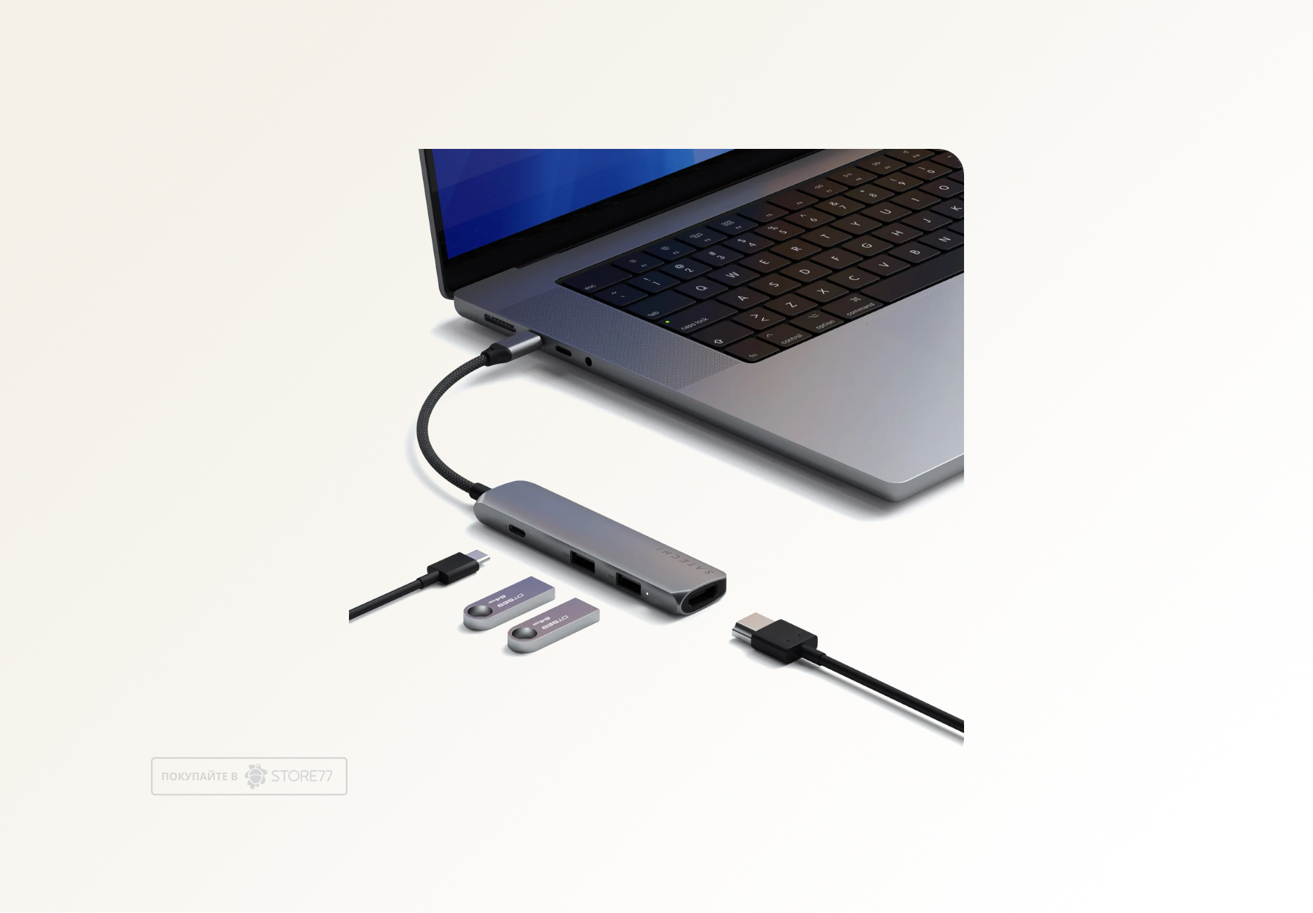 Переходник Satechi USB-C Slim Multiport 4-в-1 (Серый космос)
