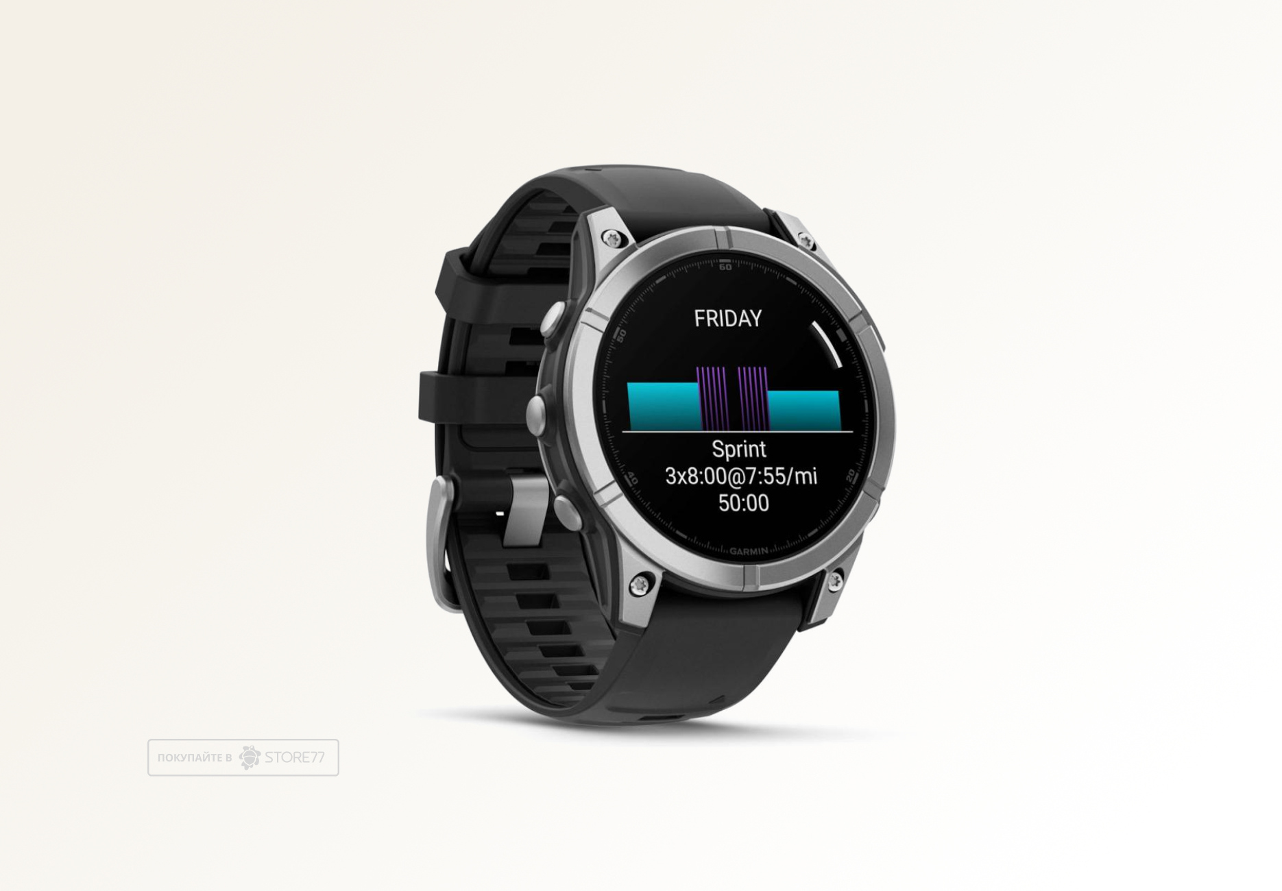 Умные часы Garmin Fenix E 47 мм, AMOLED, корпус: серебристый (Silver), с черным силиконовым ремешком