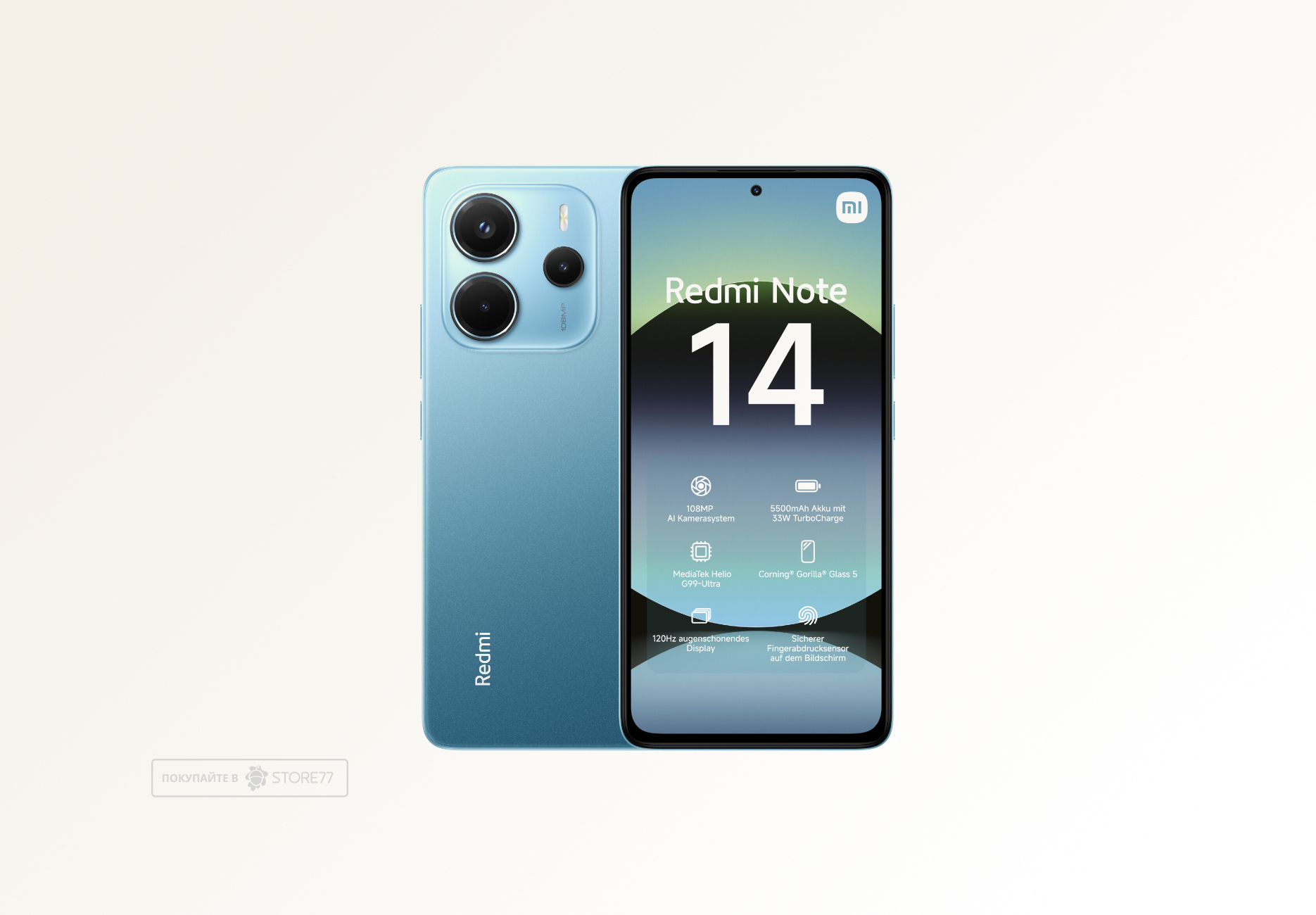 Телефон Xiaomi Redmi Note 14 8/128 ГБ, цвет: синий океан (Ocean Blue)