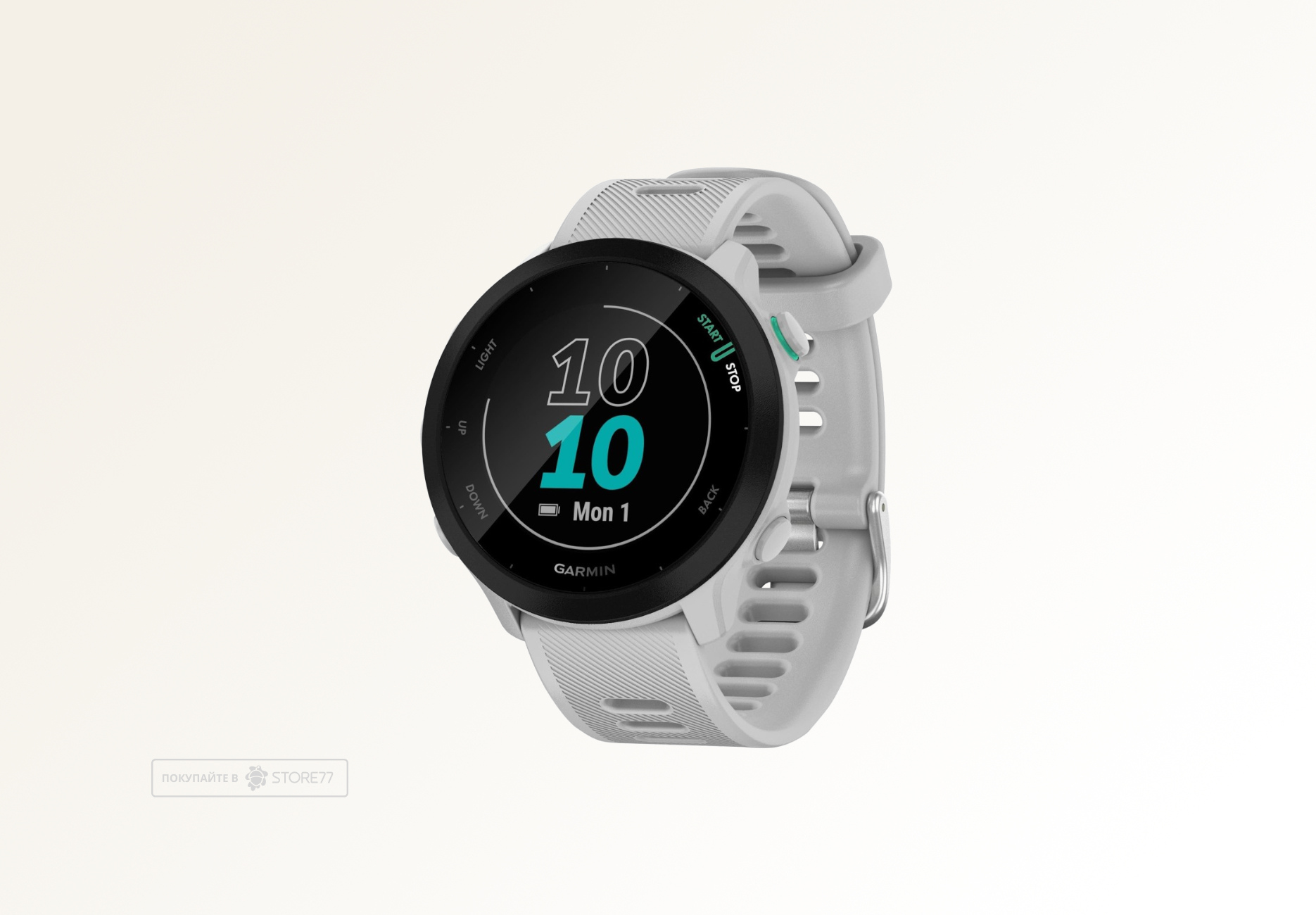 Умные часы Garmin FORERUNNER 55 42 мм, корпус: белый, с белым силиконовым ремешком (White)