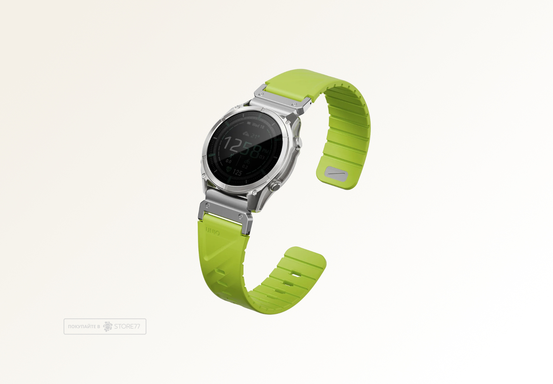 Ремешок Uniq FLUO для часов Garmin 22мм каучуковый (Зеленый)