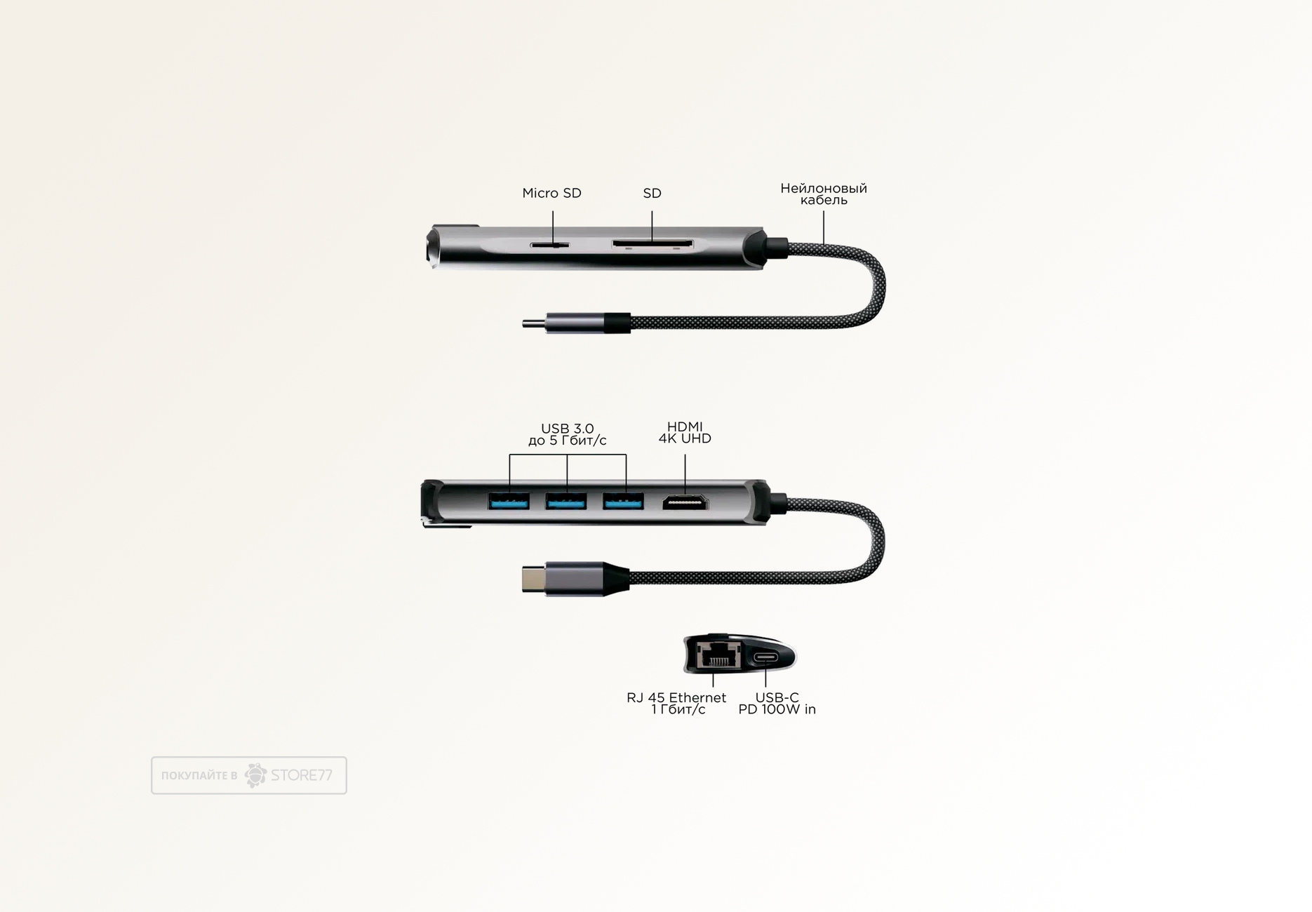 Переходник VLP Infinity USB-C 8-в-1 (Графитовый)