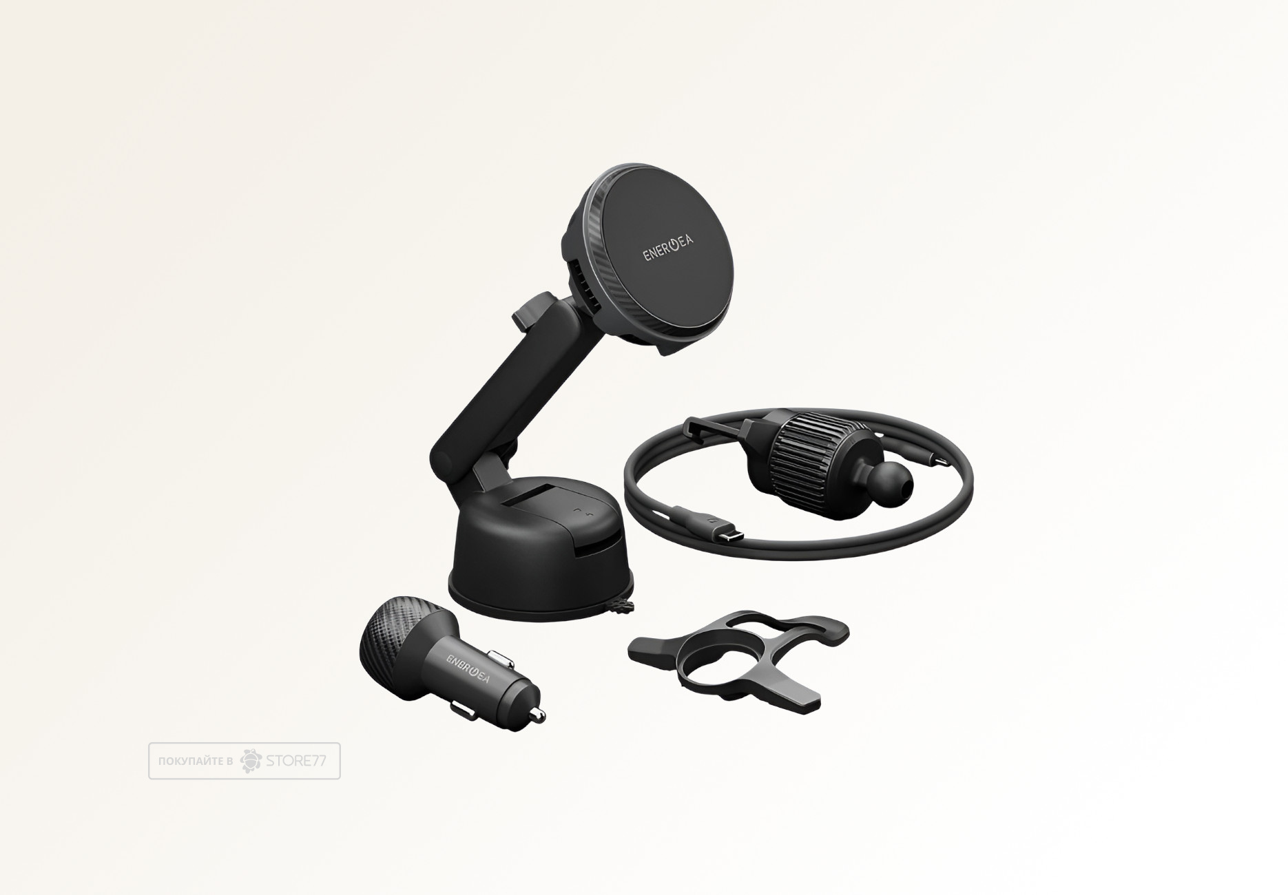 Автомобильный держатель EnergEA MagArctic Drive Qi2 (Черный)