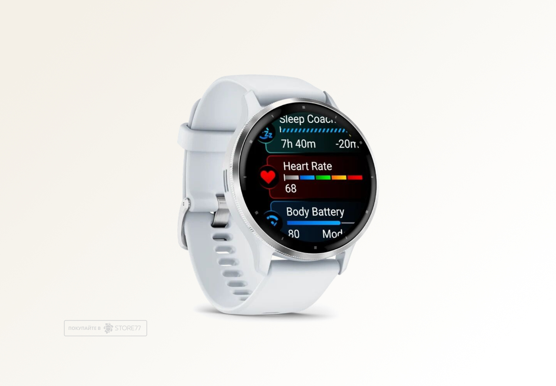 Умные часы Garmin VENU 3 45 мм, корпус: серебристый (Silver), с белым силиконовым ремешком (Whitestone)