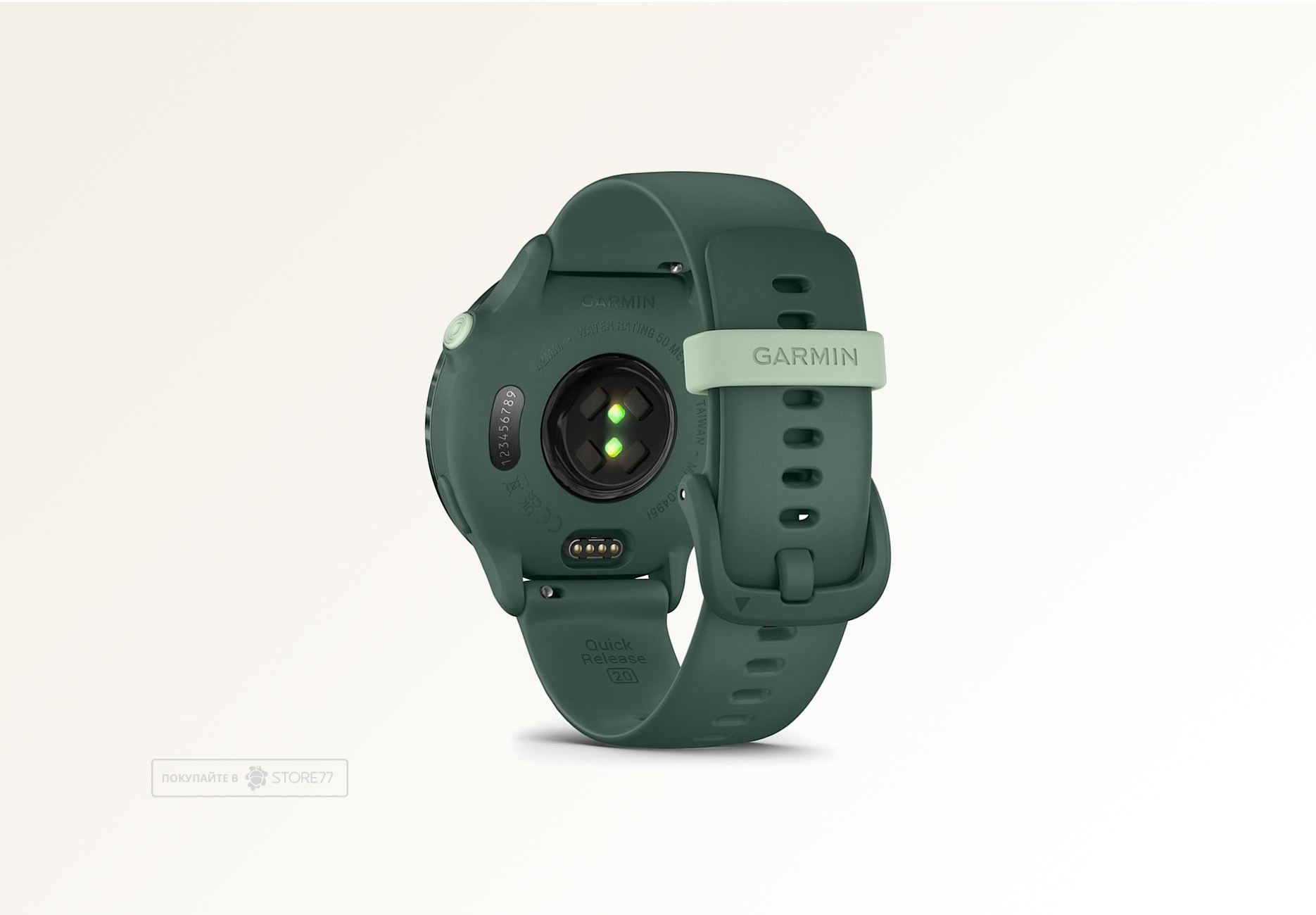 Умные часы Garmin VIVOACTIVE 6 42 мм, корпус: яшмовый (Jasper Green), с зеленым силиконовым ремешком