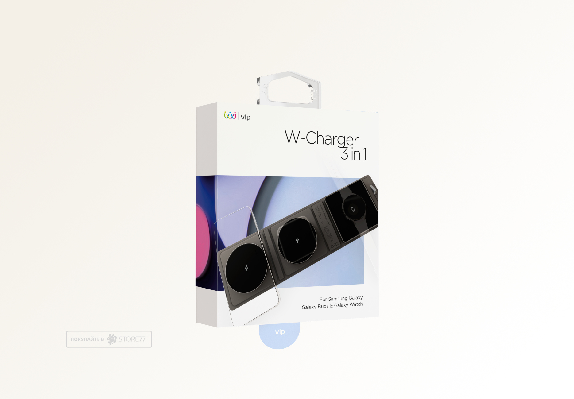 Беспроводное зарядное устройство VLP W-Charger для Samsung 3-в-1 (Черное)