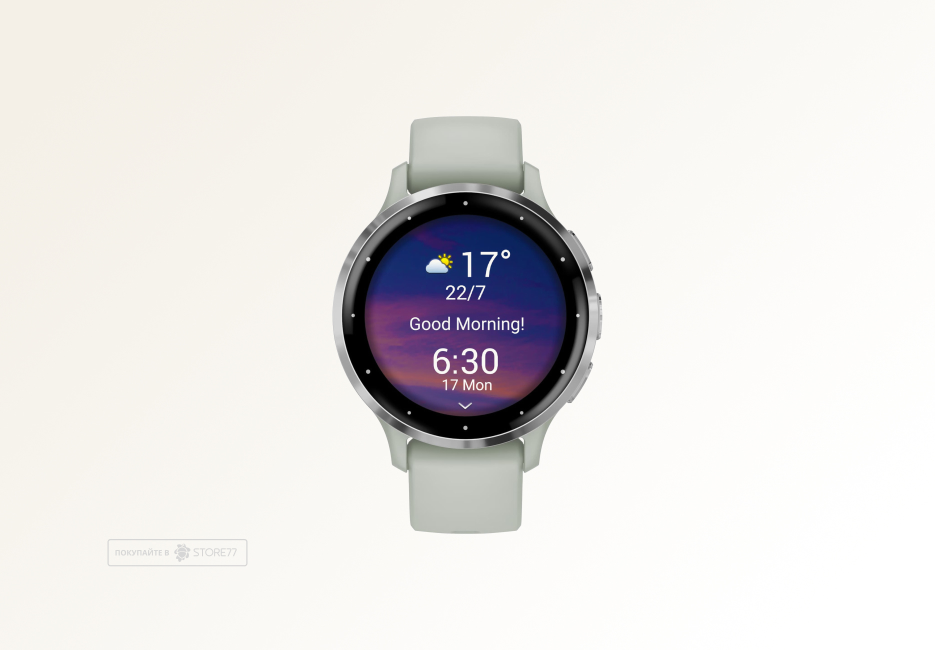 Умные часы Garmin VENU 3s 41 мм, корпус: серебристый (Silver), с серо-зеленым силиконовым ремешком (Sage Grey)
