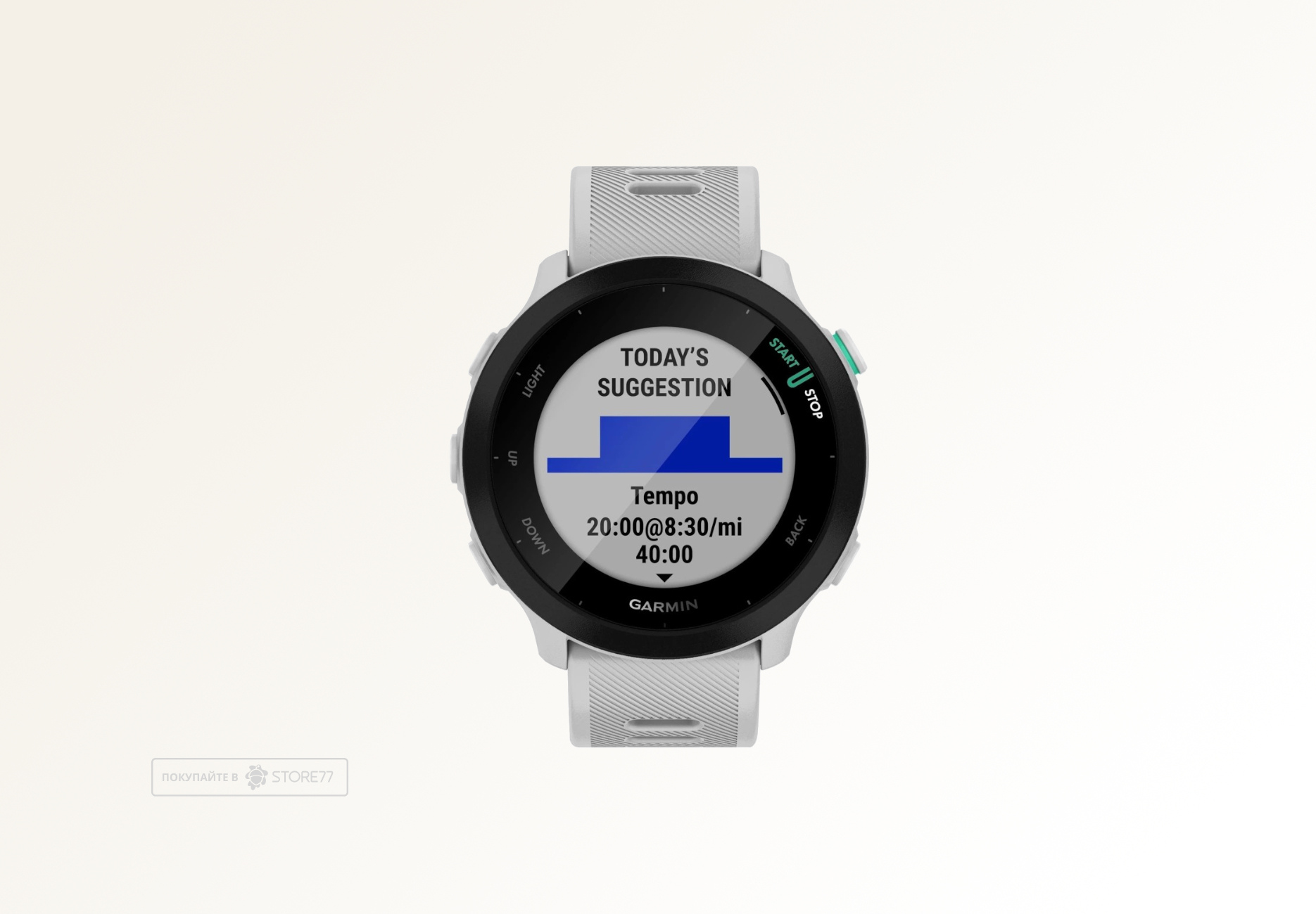 Умные часы Garmin FORERUNNER 55 42 мм, корпус: белый, с белым силиконовым ремешком (White)