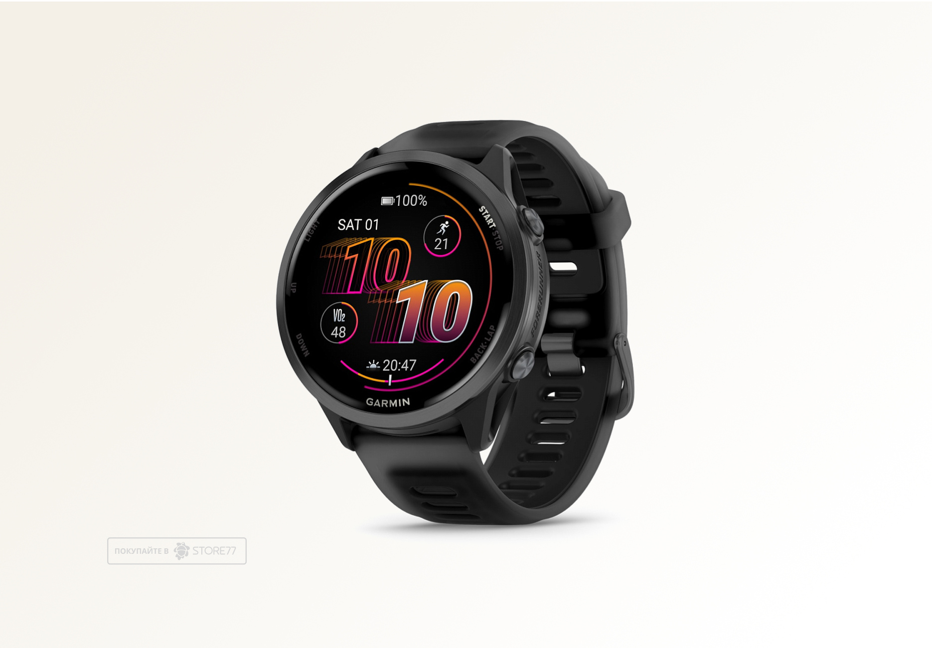 Умные часы Garmin FORERUNNER 570 47 мм, корпус: серый (Slate Gray), с черным силиконовым ремешком