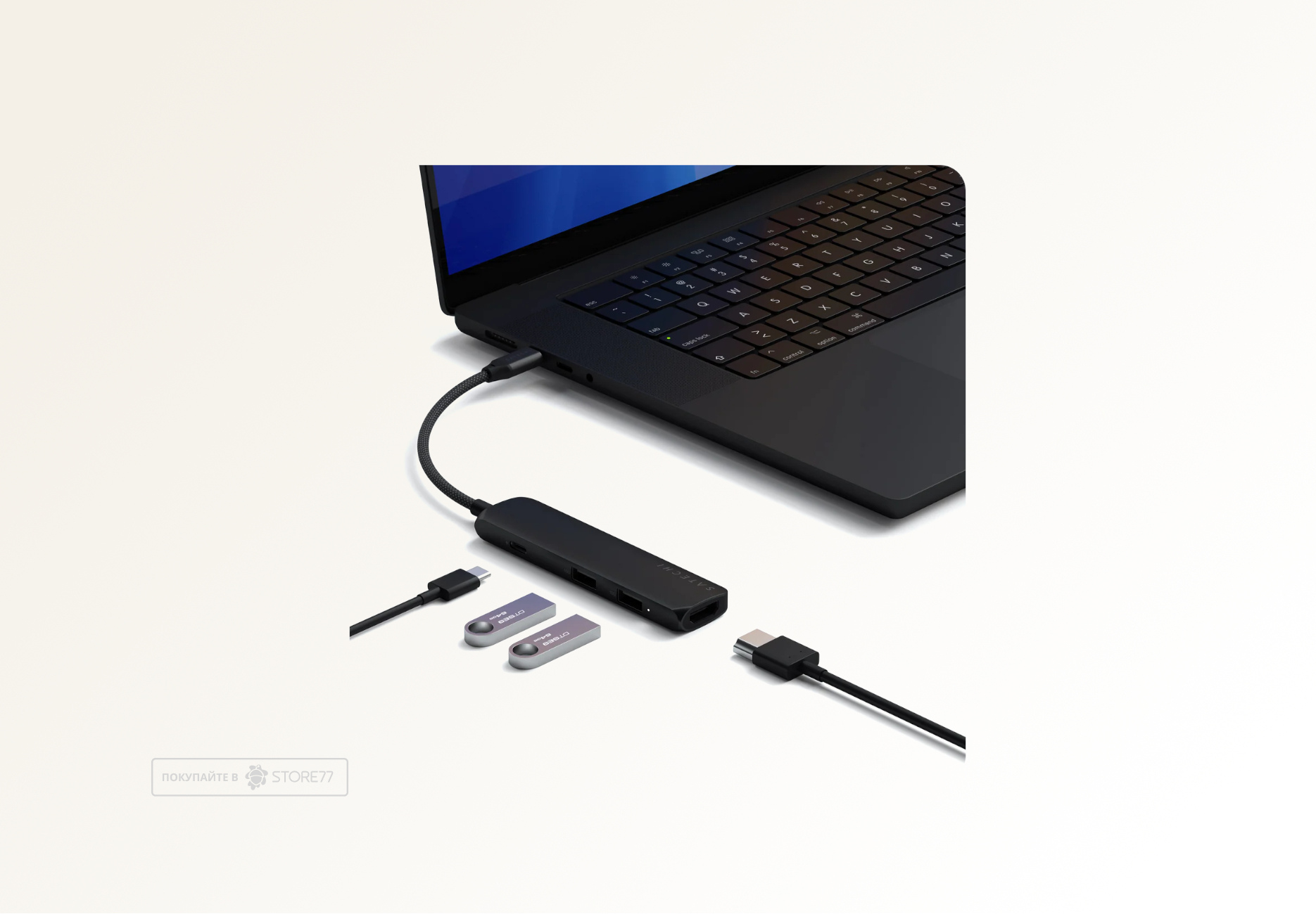 Переходник Satechi USB-C Slim Multiport 4-в-1 (Черный)