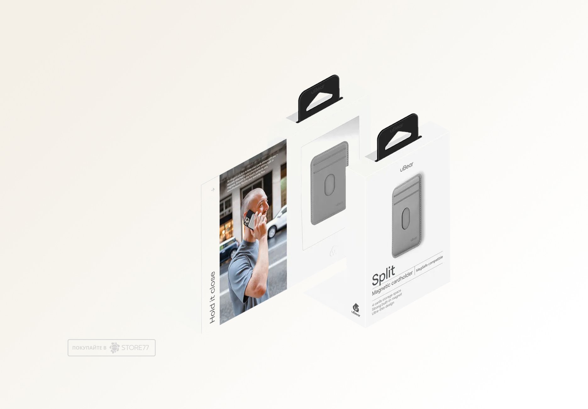 Картхолдер uBear Split с MagSafe и Find My (Серый)