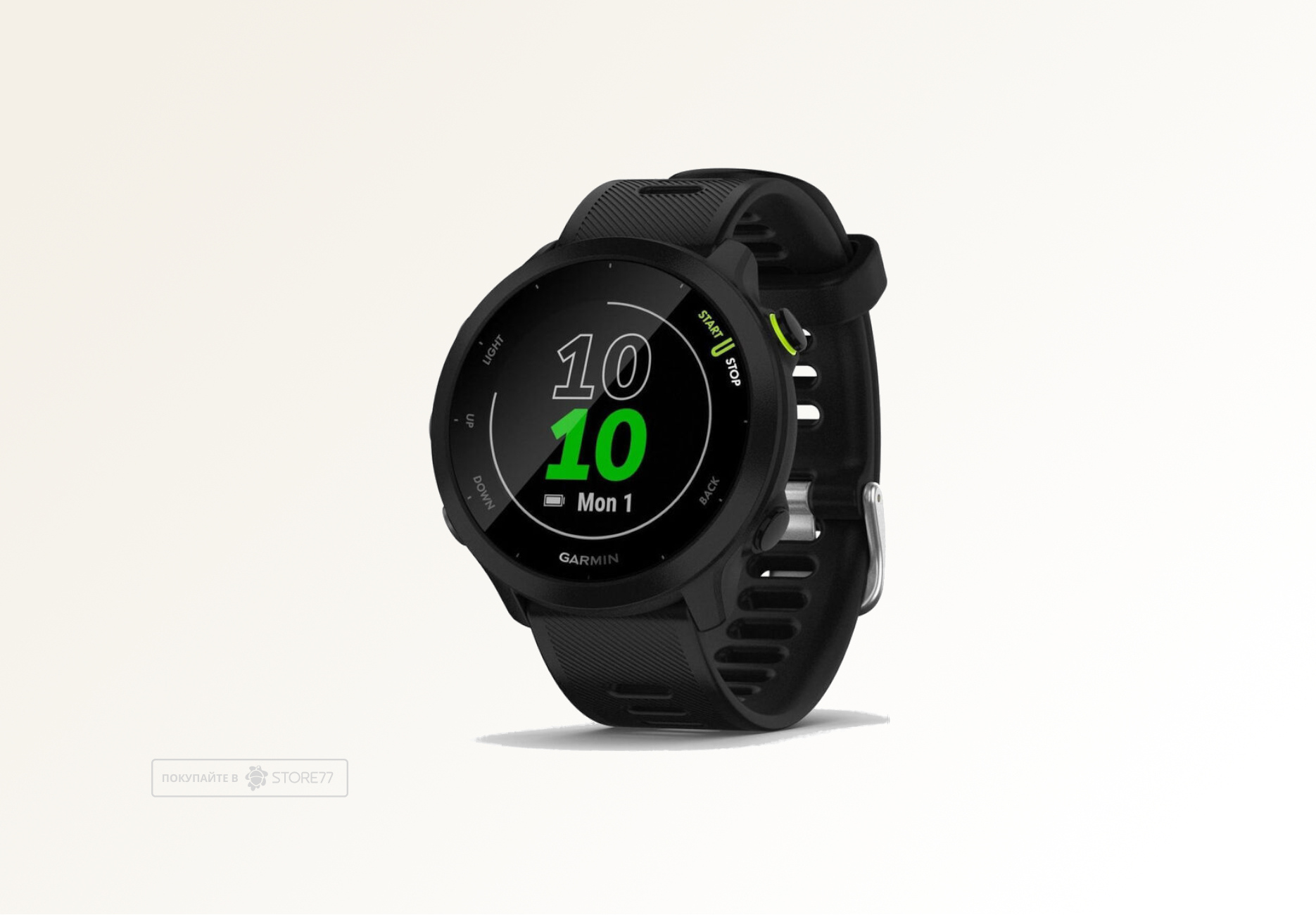 Умные часы Garmin FORERUNNER 55 42 мм, корпус: черный, с черным силиконовым ремешком (Black)