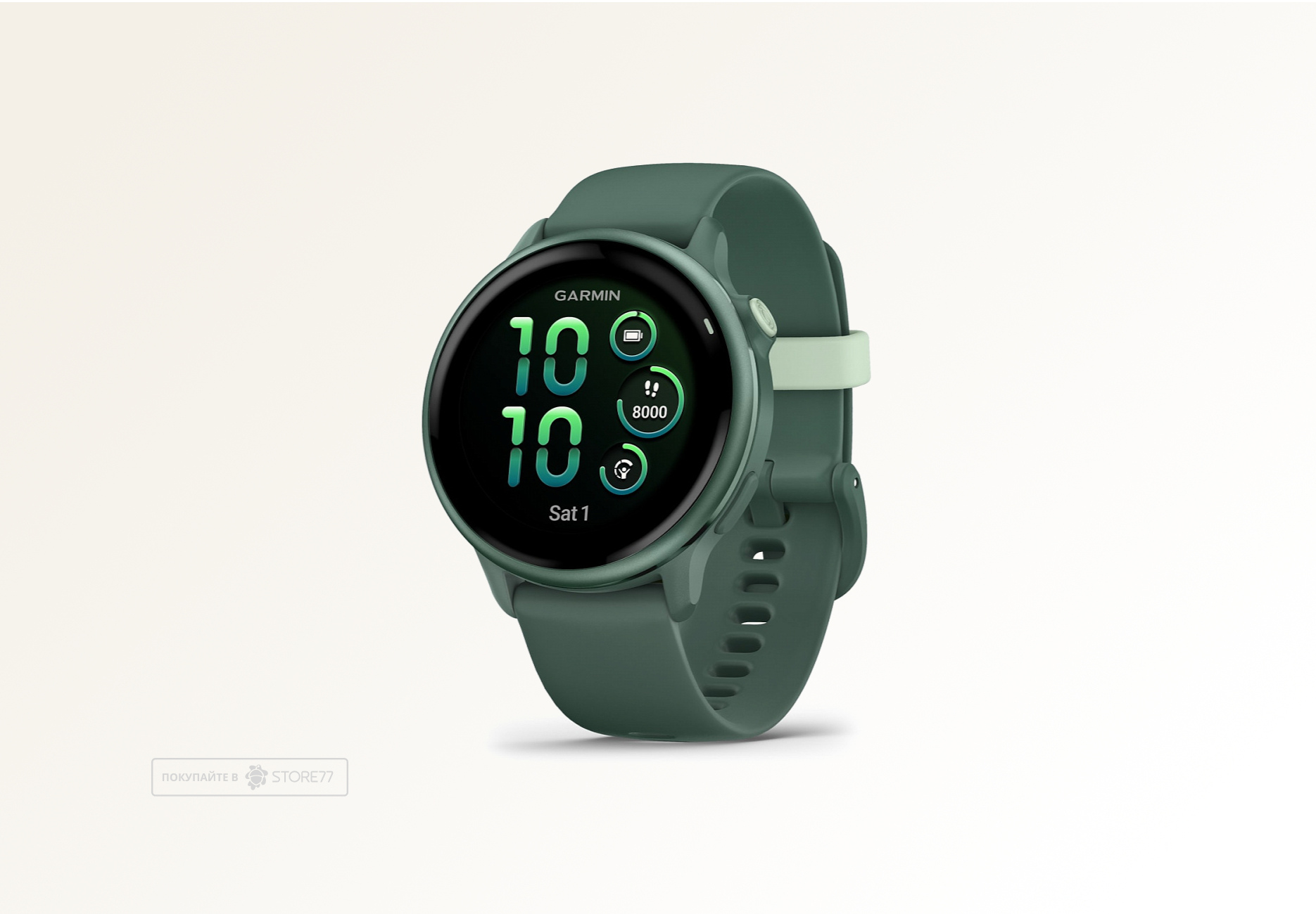 Умные часы Garmin VIVOACTIVE 6 42 мм, корпус: яшмовый (Jasper Green), с зеленым силиконовым ремешком