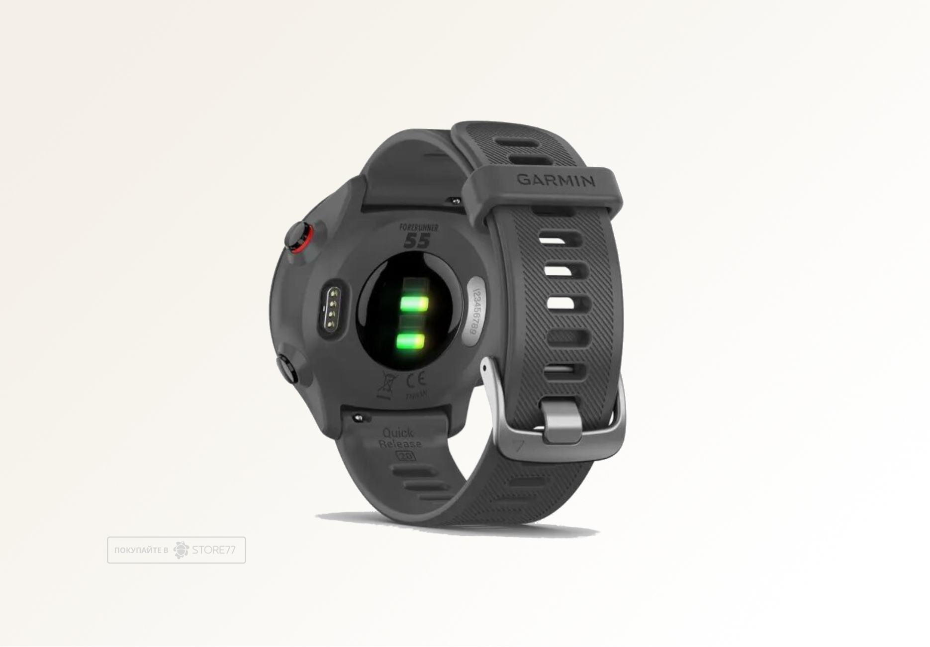 Умные часы Garmin FORERUNNER 55 42 мм, корпус: черный, с серым силиконовым ремешком (Monterra Grey)
