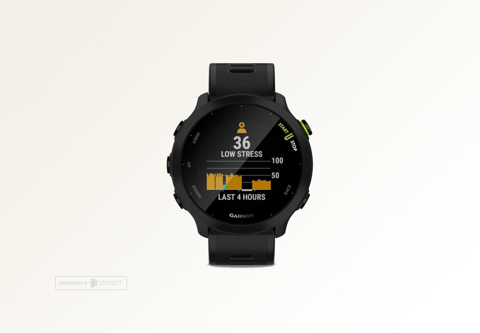Умные часы Garmin FORERUNNER 55 42 мм, корпус: черный, с черным силиконовым ремешком (Black)