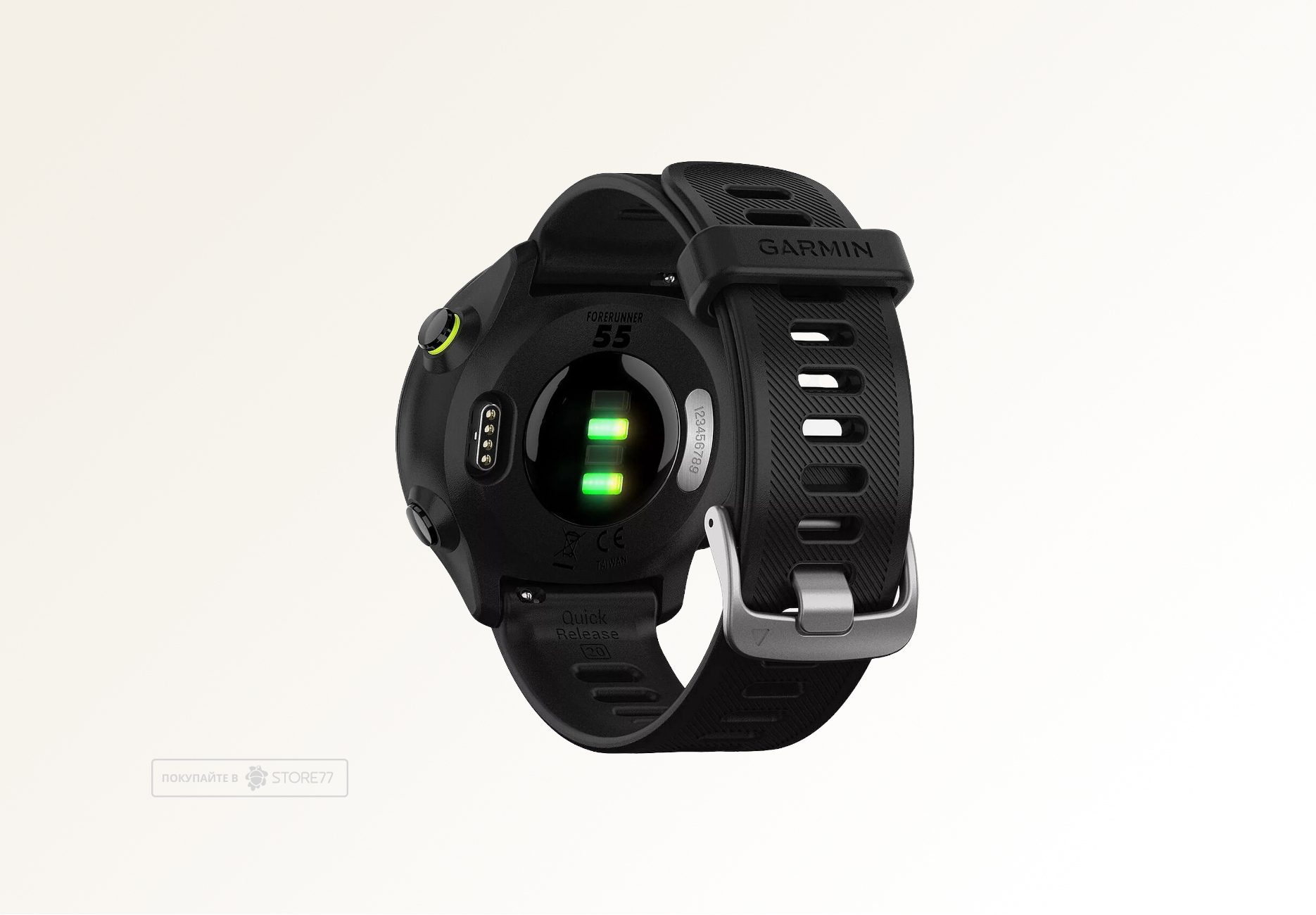 Умные часы Garmin FORERUNNER 55 42 мм, корпус: черный, с черным силиконовым ремешком (Black)