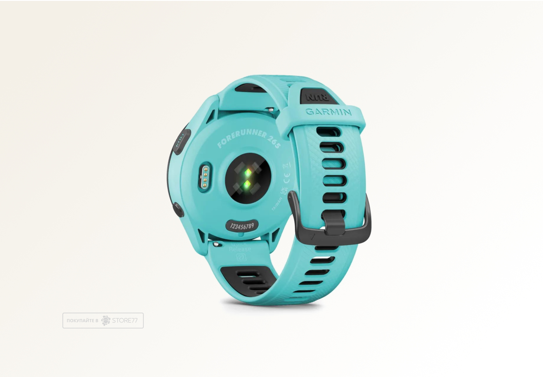 Умные часы Garmin FORERUNNER 265 46 мм, корпус: черный, с бирюзовым силиконовым ремешком (Aqua)