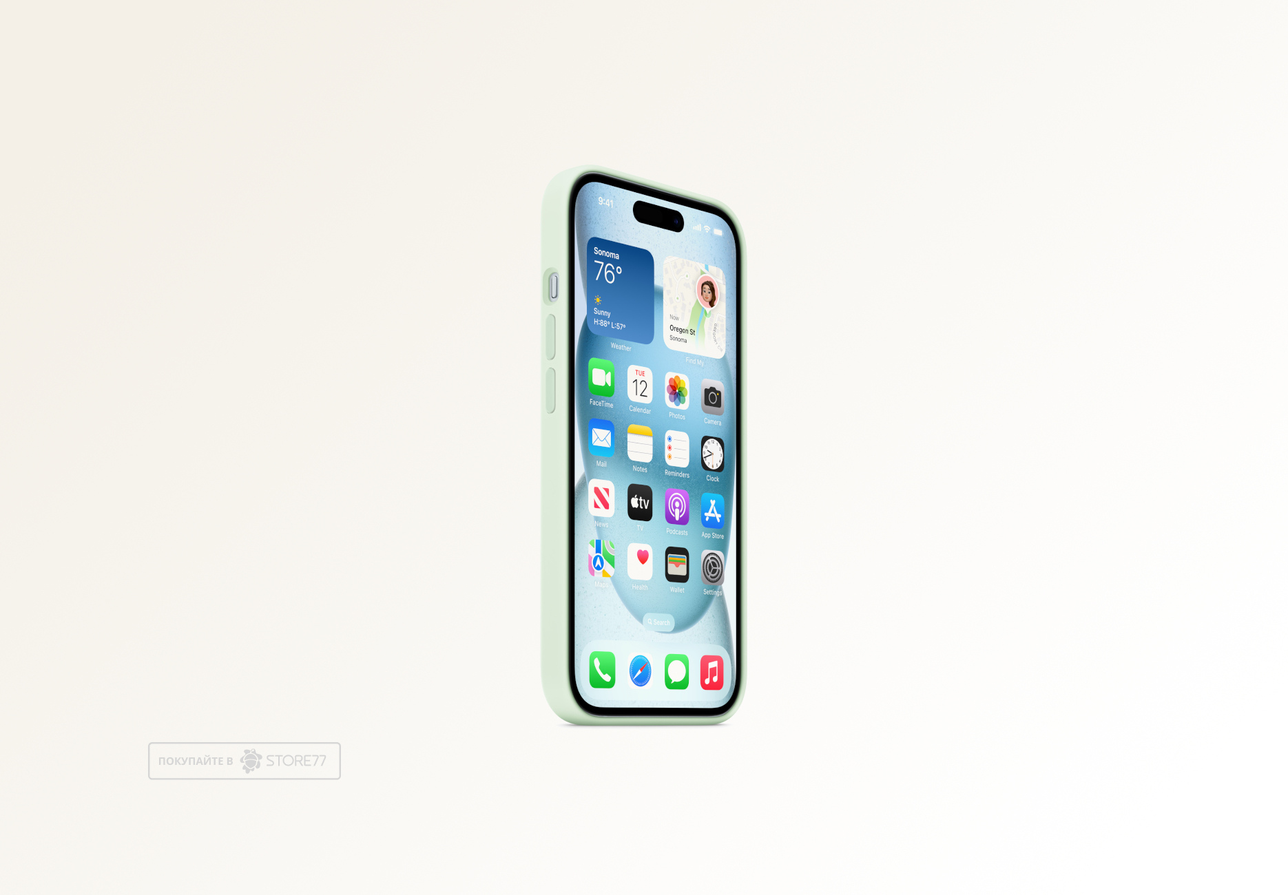 Чехол Тор силиконовый с поддержкой MagSafe для iPhone 15 (Мятный)
