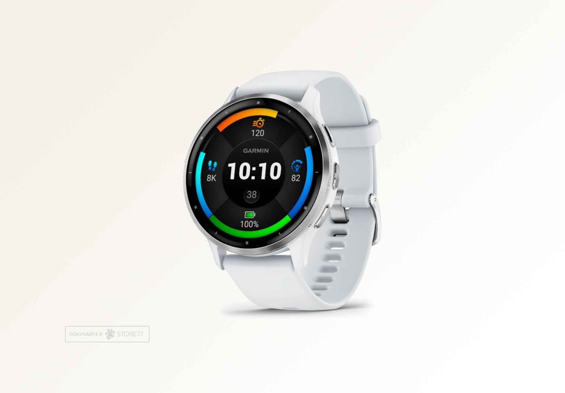 Умные часы Garmin VENU 3 45 мм, корпус: серебристый (Silver), с белым силиконовым ремешком (Whitestone)