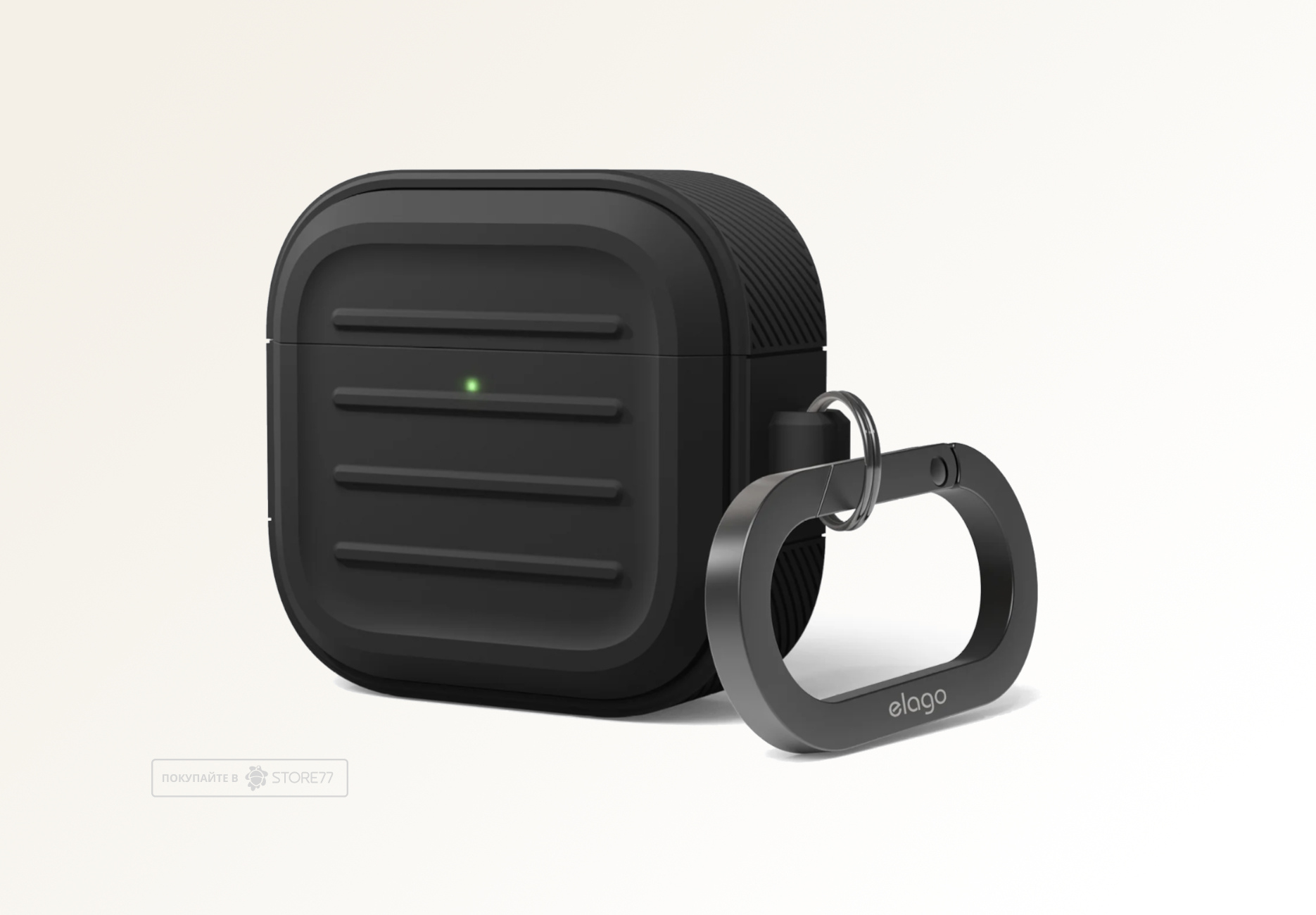 Чехол Elago для AirPods 4 Armor Silicone с карабином (Черный)