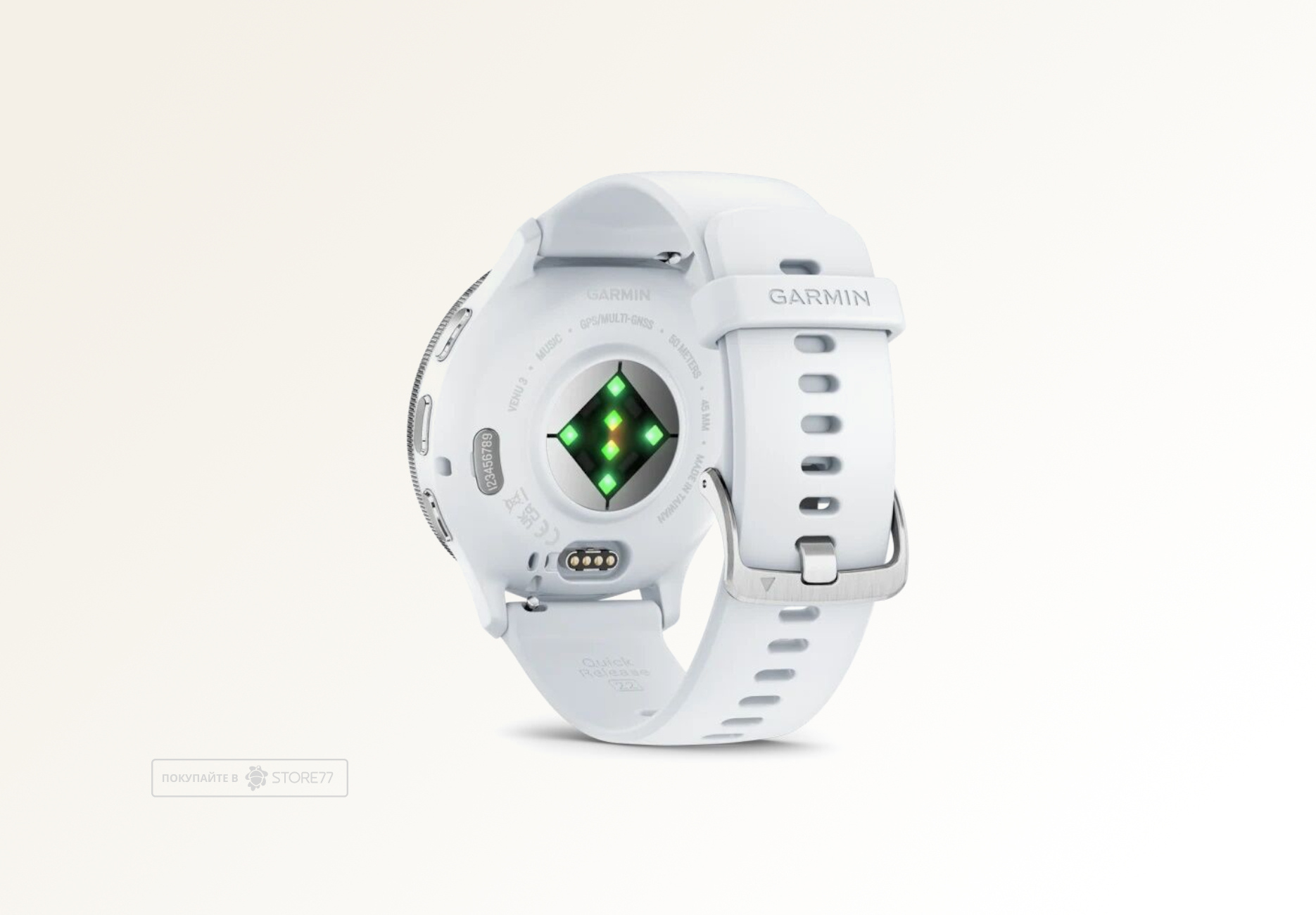 Умные часы Garmin VENU 3 45 мм, корпус: серебристый (Silver), с белым силиконовым ремешком (Whitestone)