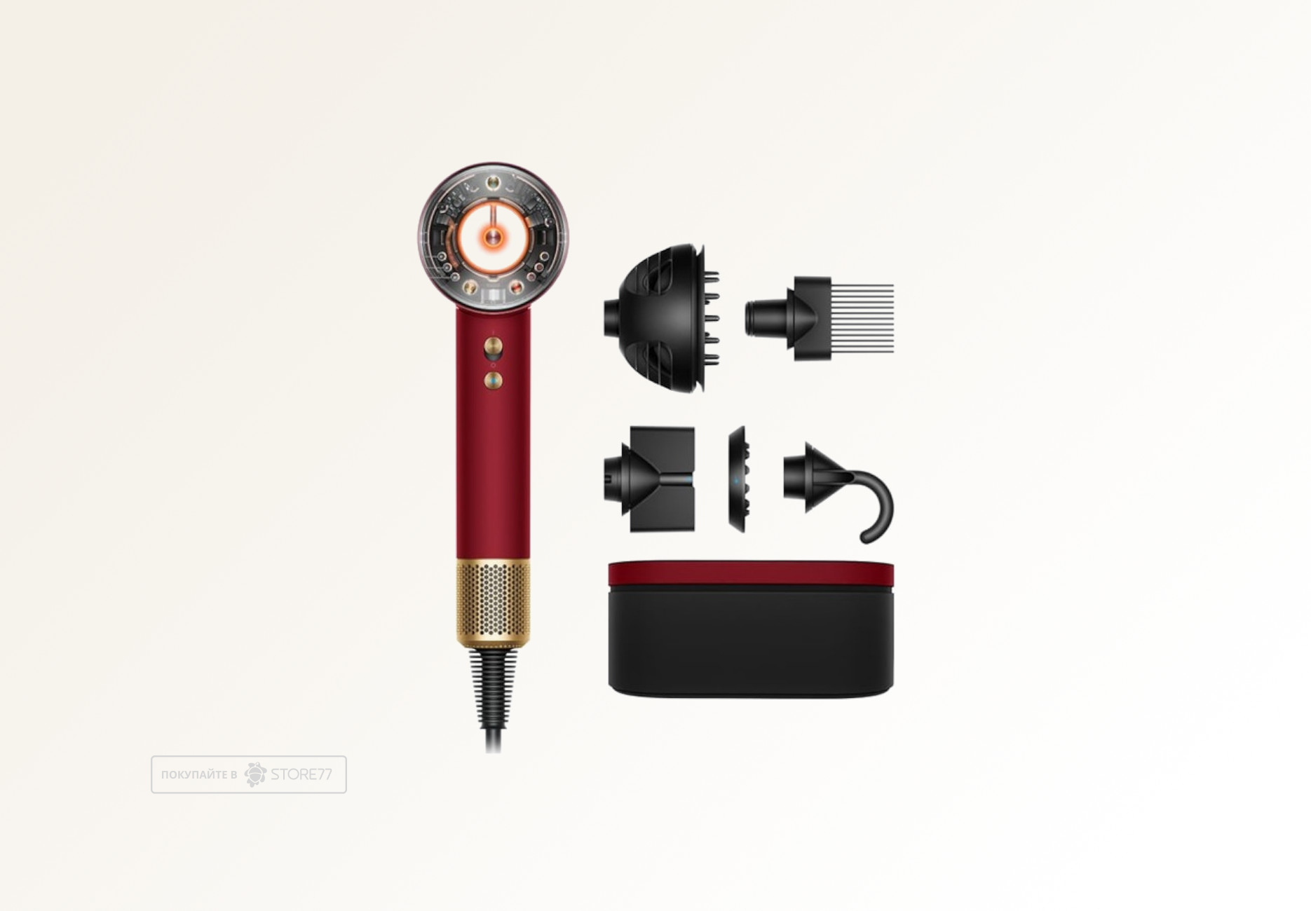 Фен Dyson Supersonic Nural HD16 для кудрявых волос (Curly+Coily), цвет: красный вельвет/золотой (Red Velvet/Gold) вилка EU