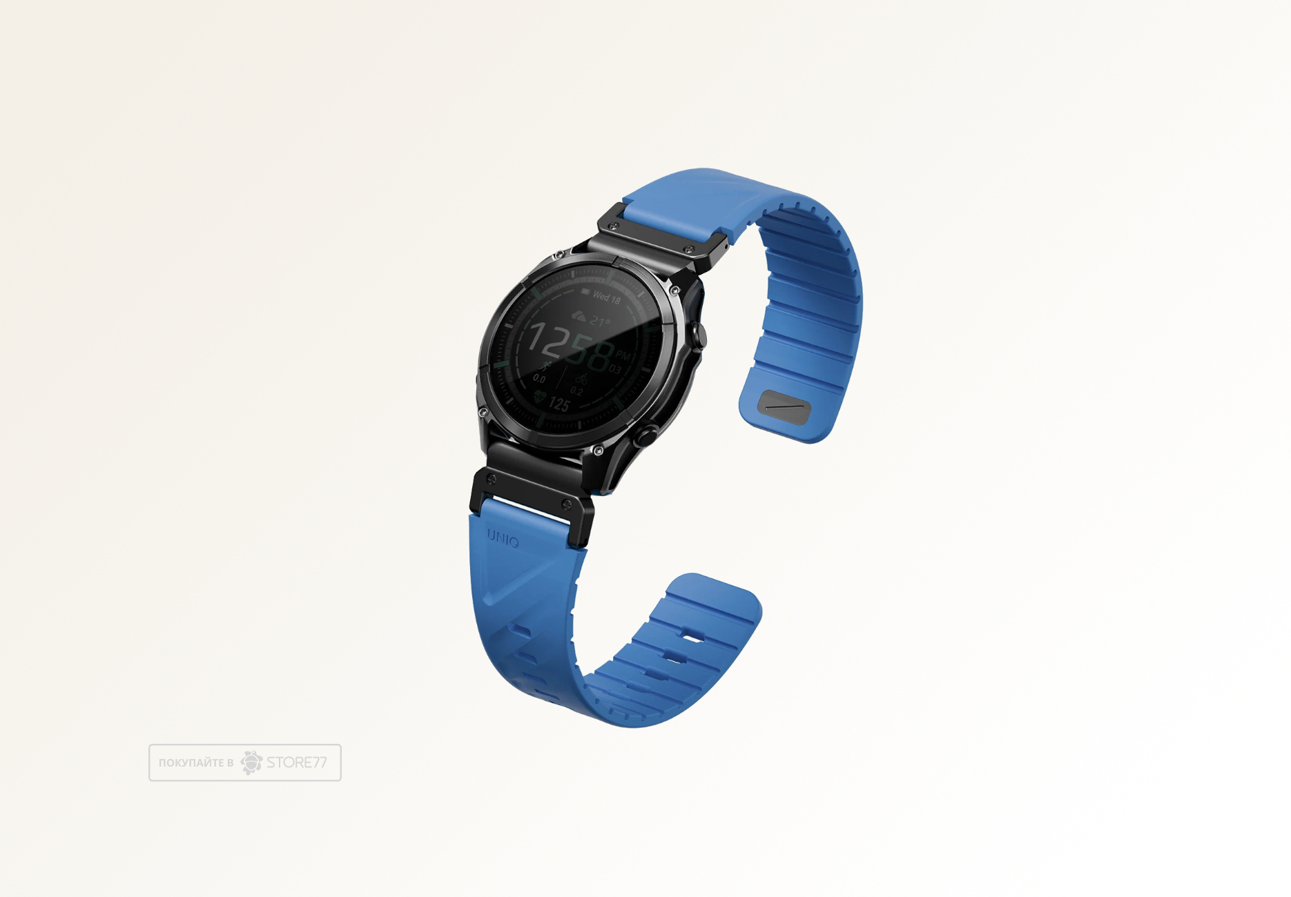 Ремешок Uniq FLUO для часов Garmin 22мм каучуковый (Синий)